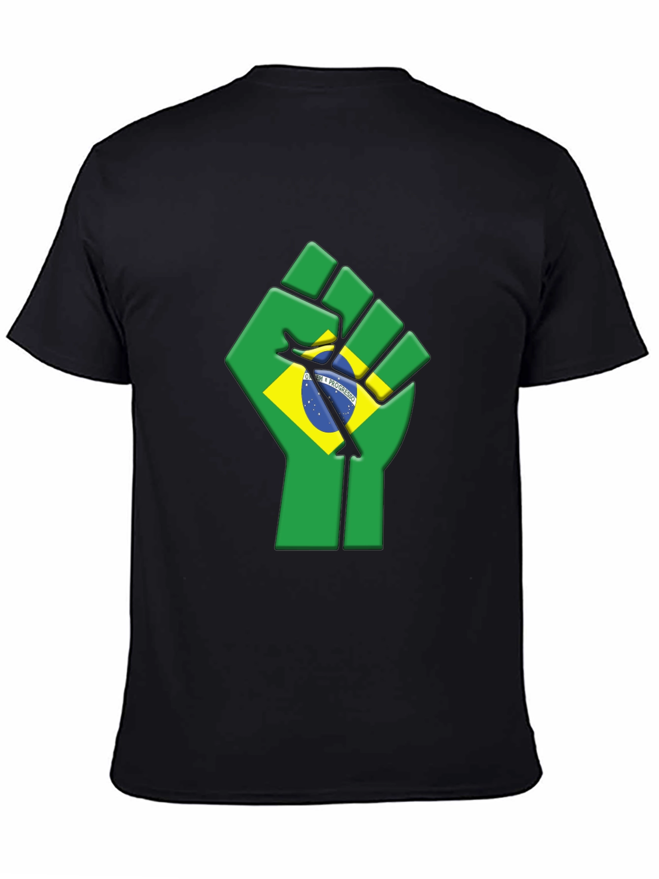 Brazil Flag Fist T-Shirt - Black