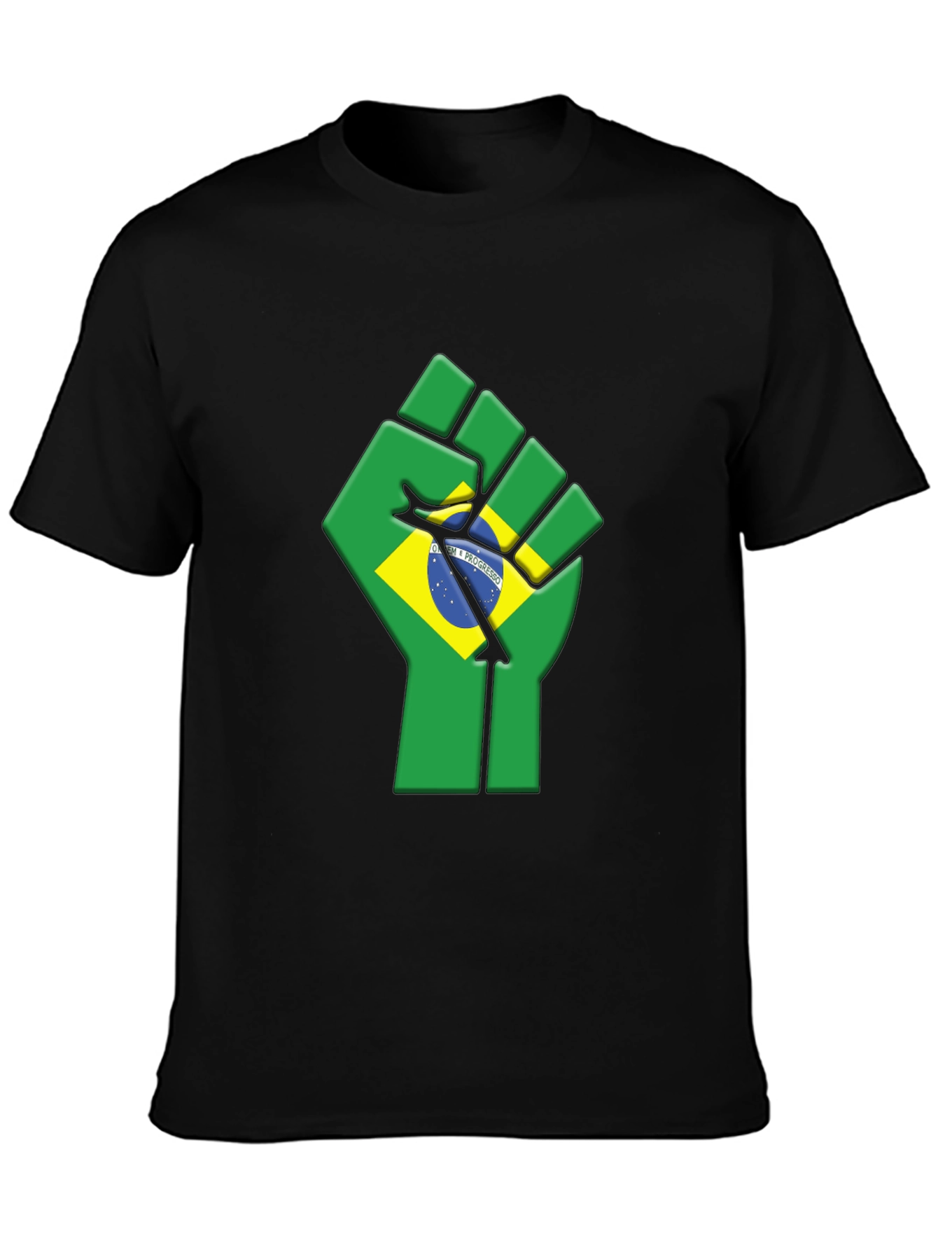 Brazil Flag Fist T-Shirt - Black