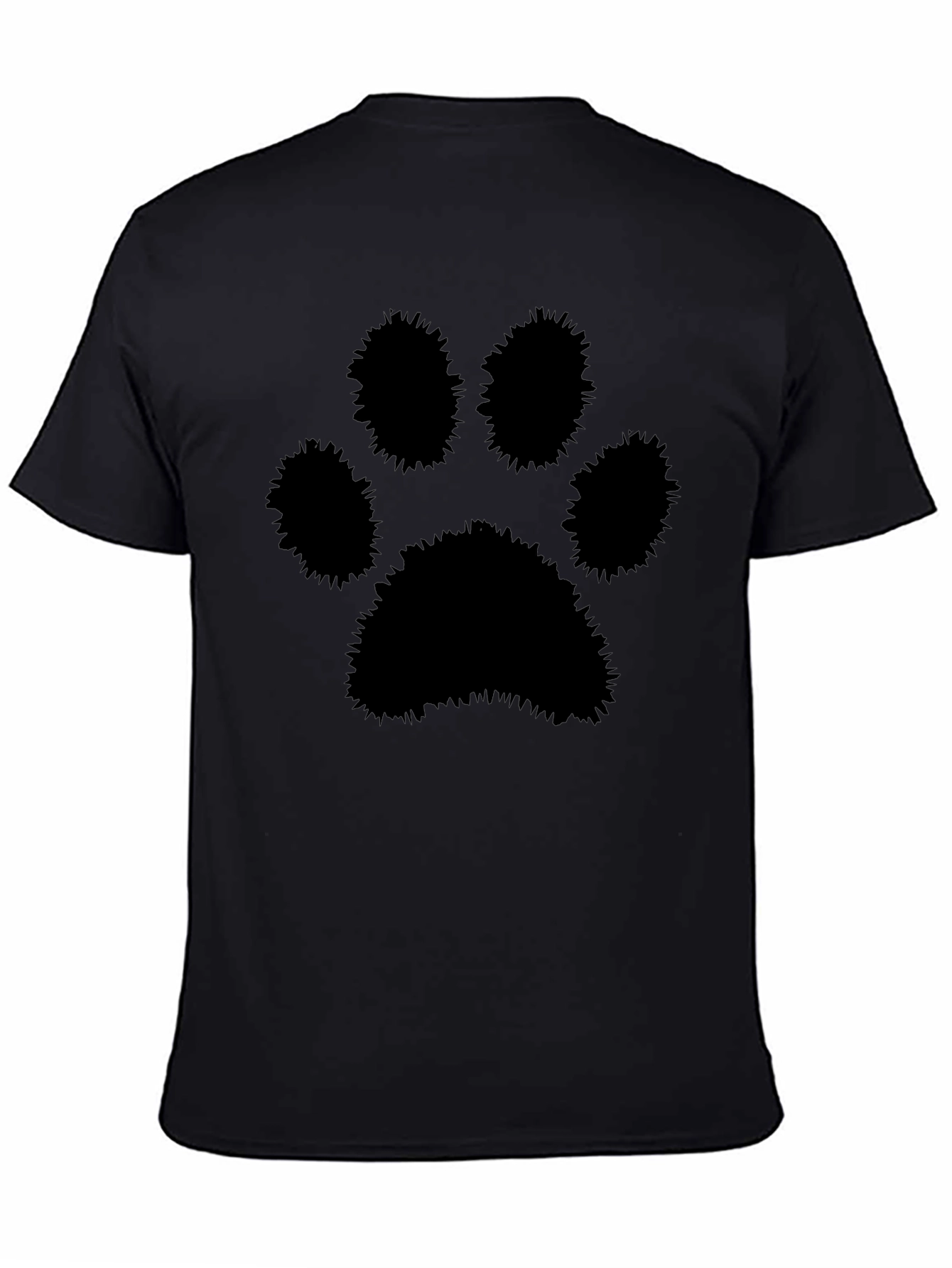Black Paw Print Graphic T-Shirt - Mens Casual Tee