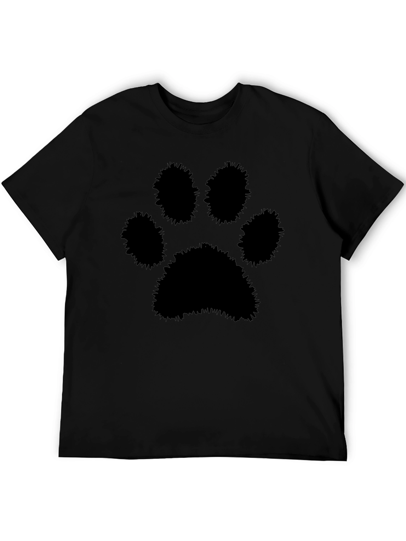 Black Paw Print Graphic T-Shirt - Mens Casual Tee
