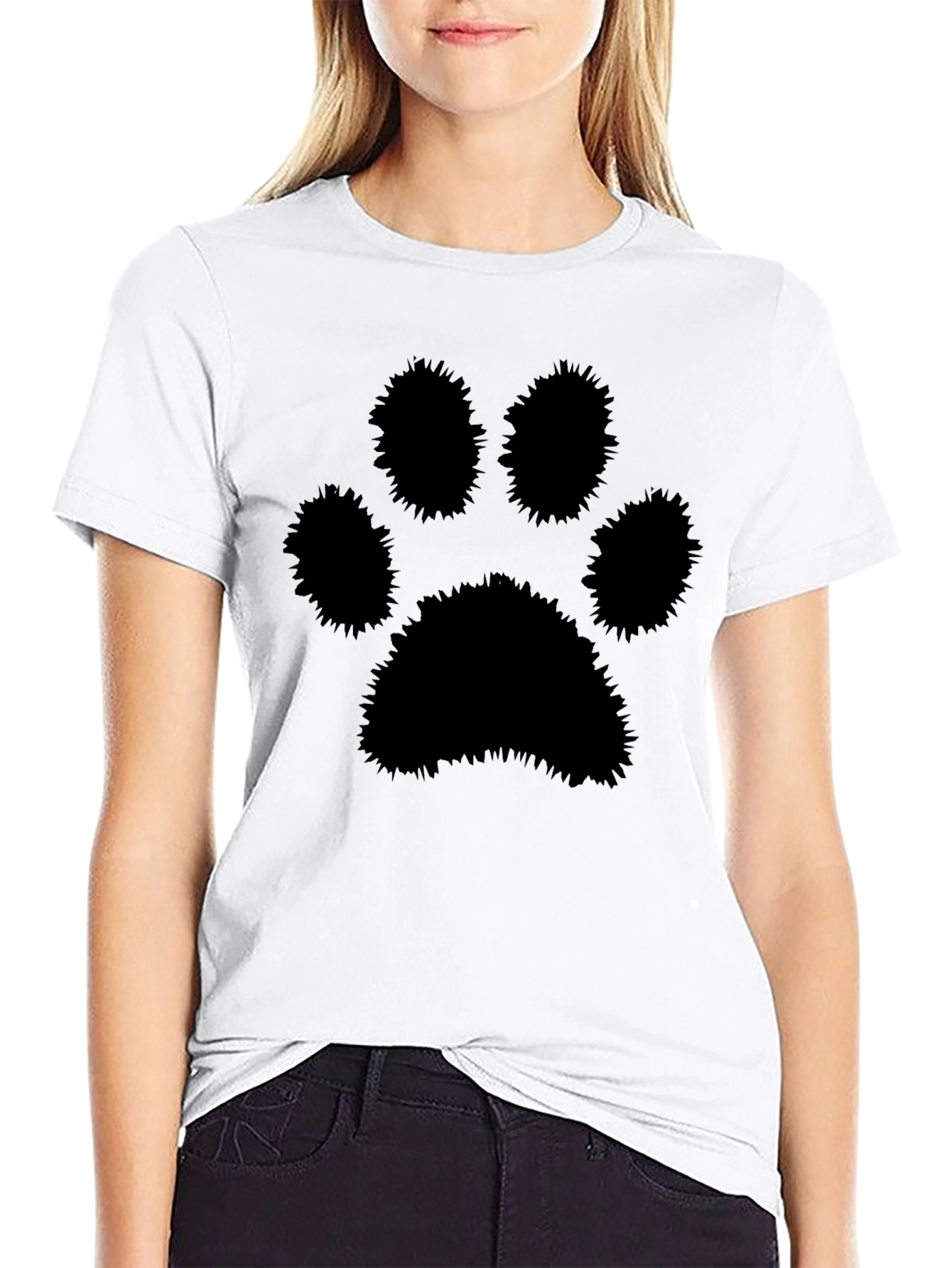 Black Paw Print Graphic T-Shirt - Mens Casual Tee