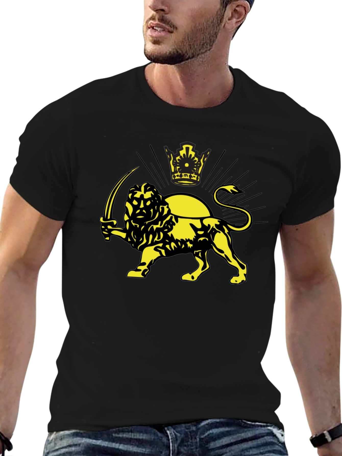Lion and Sun Graphic T-Shirt - Imperial Iran Design