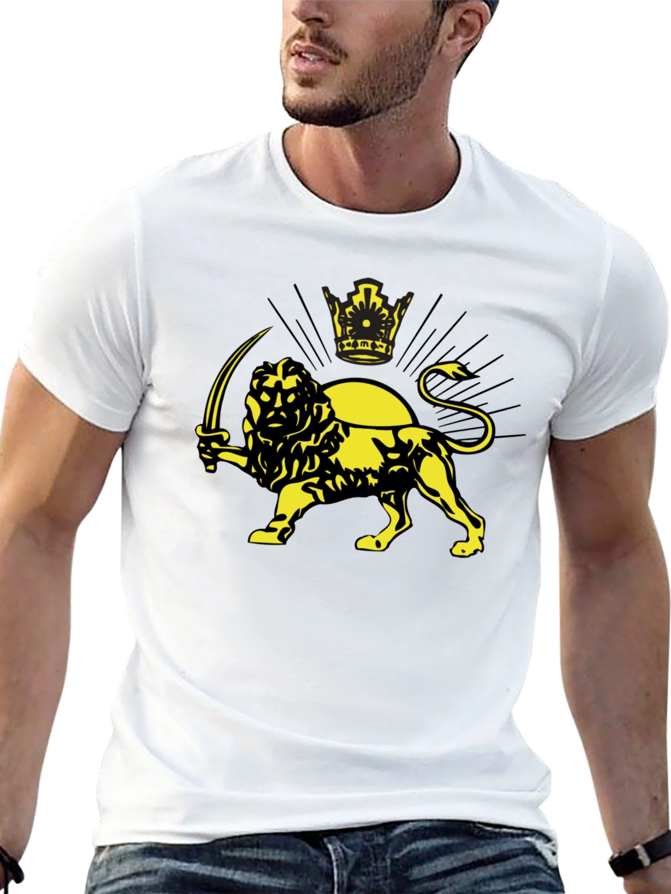 Lion and Sun Graphic T-Shirt - Imperial Iran Design