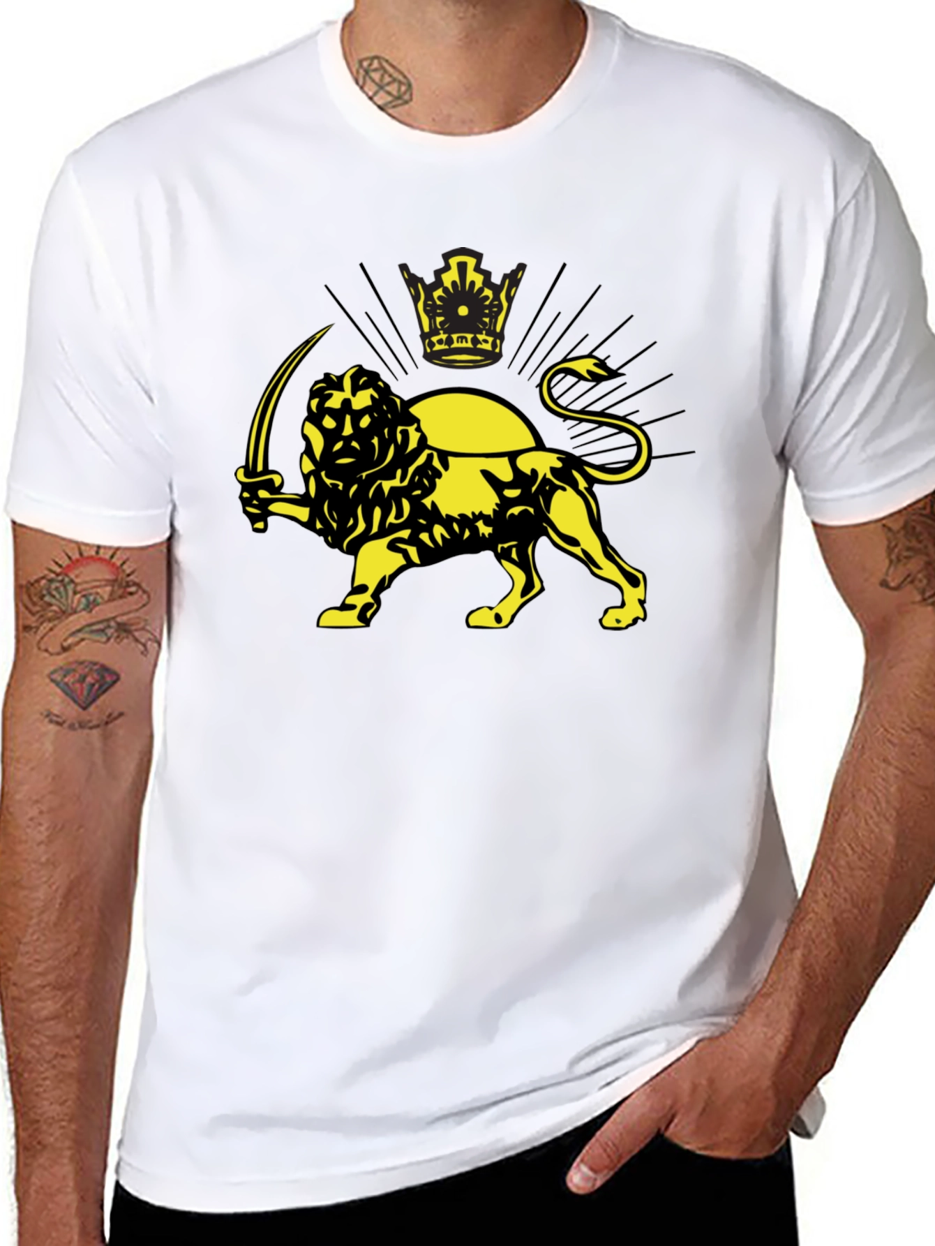 Lion and Sun Graphic T-Shirt - Imperial Iran Design