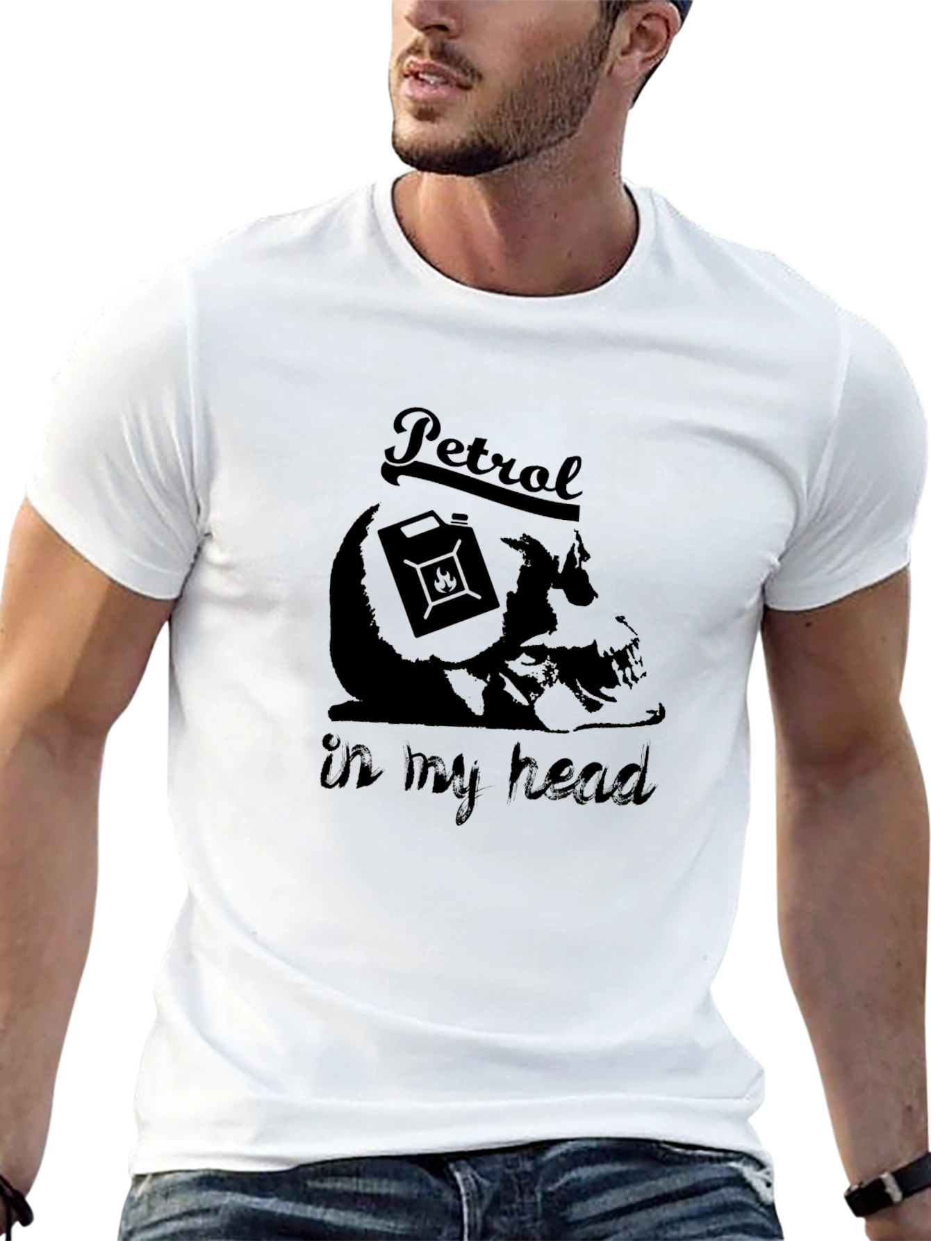 Petrol In My Head Graphic Print Black T-Shirt