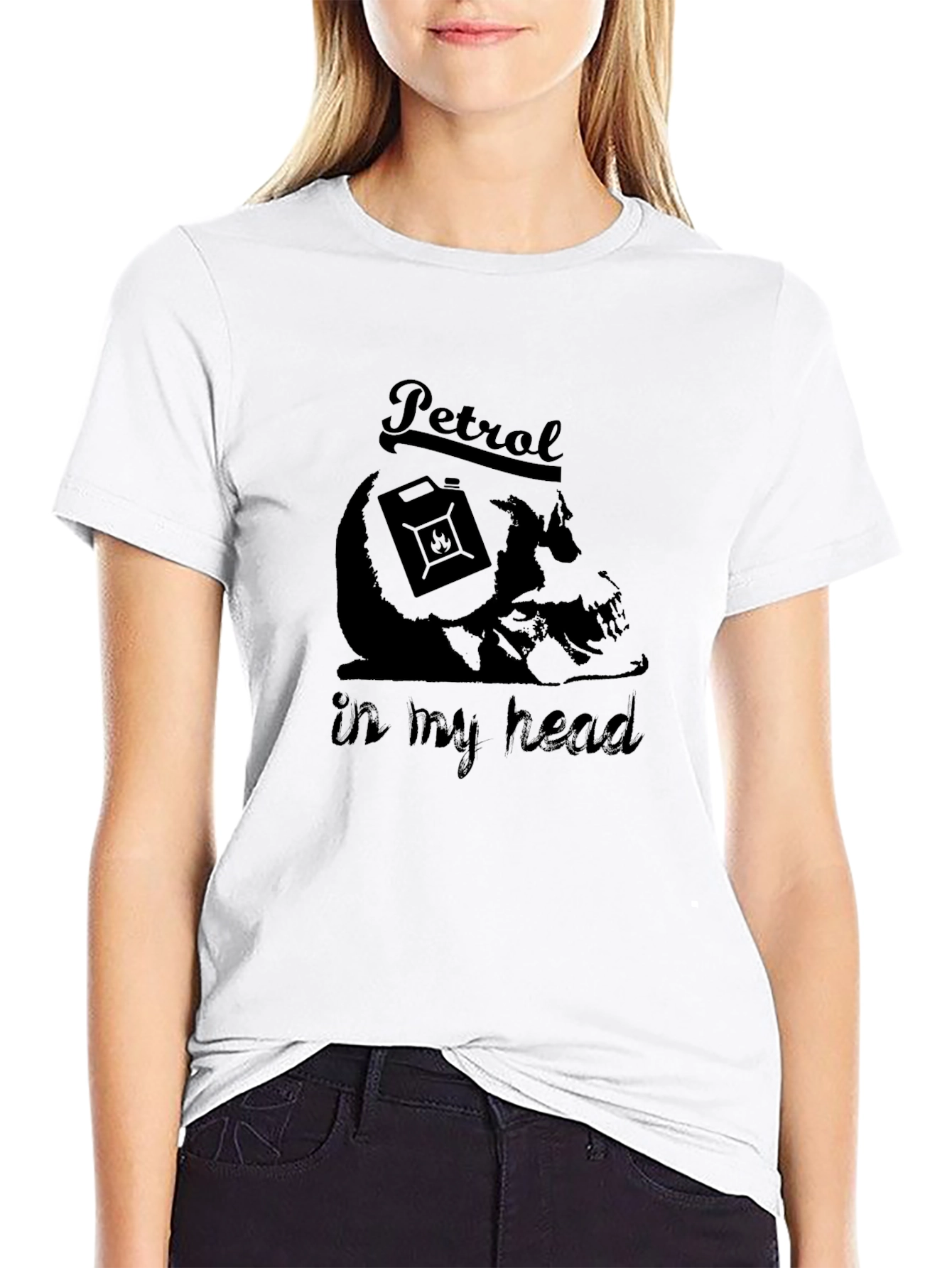 Petrol In My Head Graphic Print Black T-Shirt