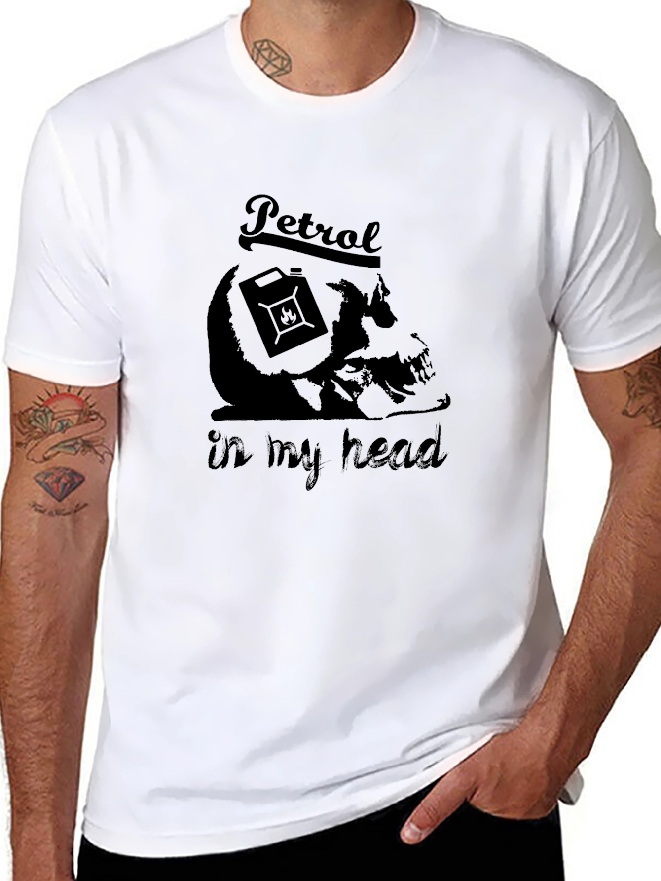 Petrol In My Head Graphic Print Black T-Shirt