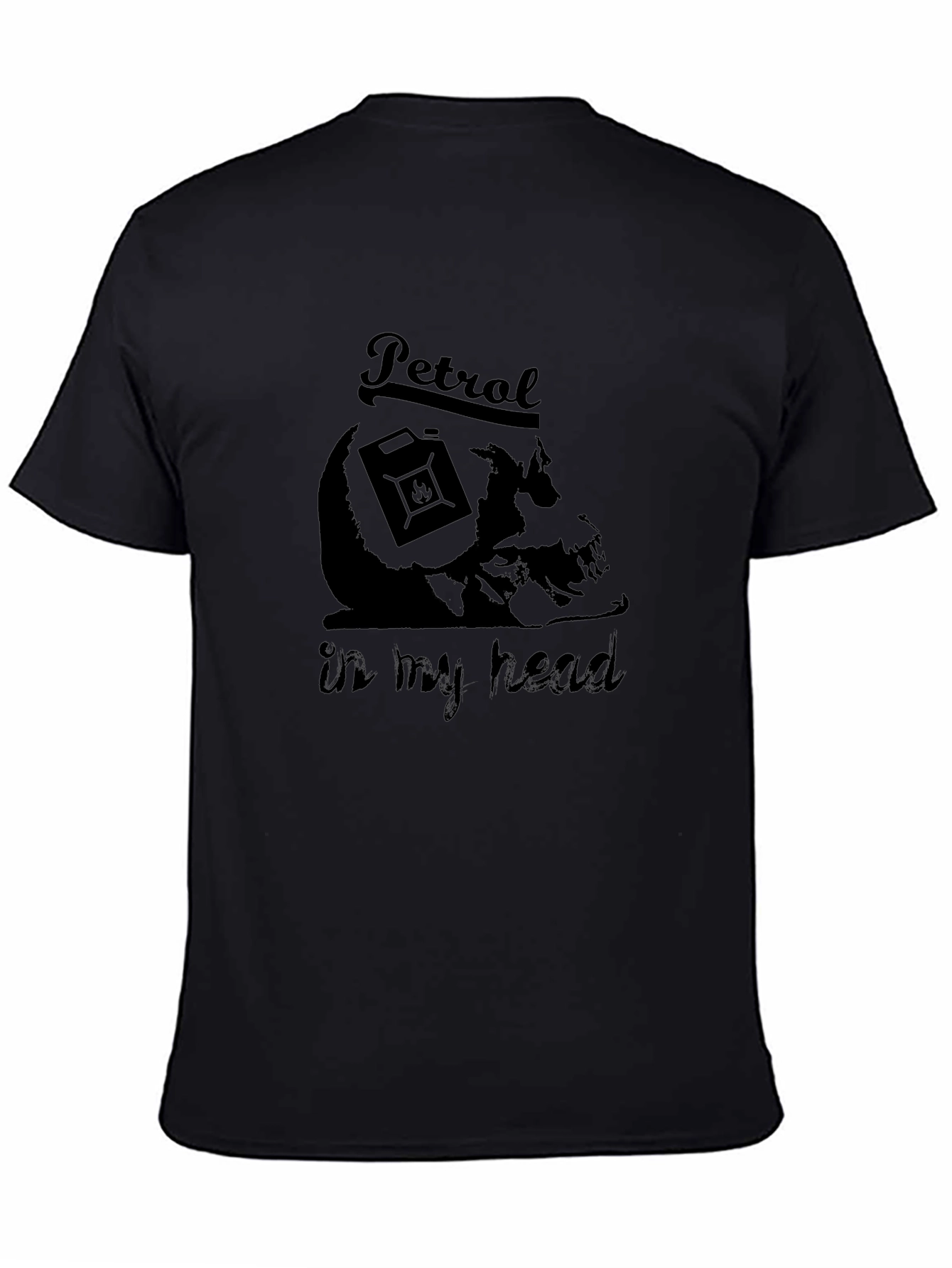 Petrol In My Head Graphic Print Black T-Shirt