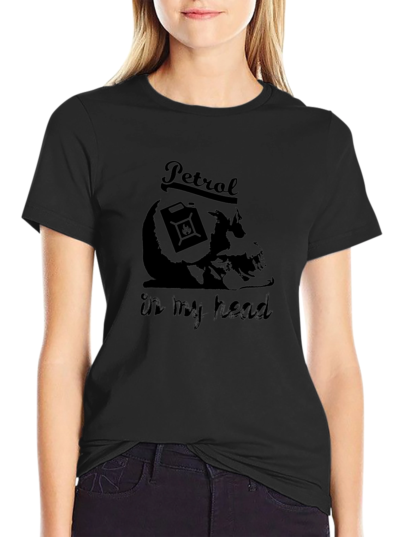 Petrol In My Head Graphic Print Black T-Shirt