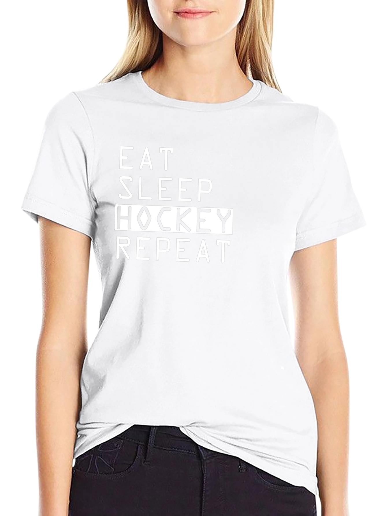 Eat Sleep Hockey Repeat Black T-Shirt