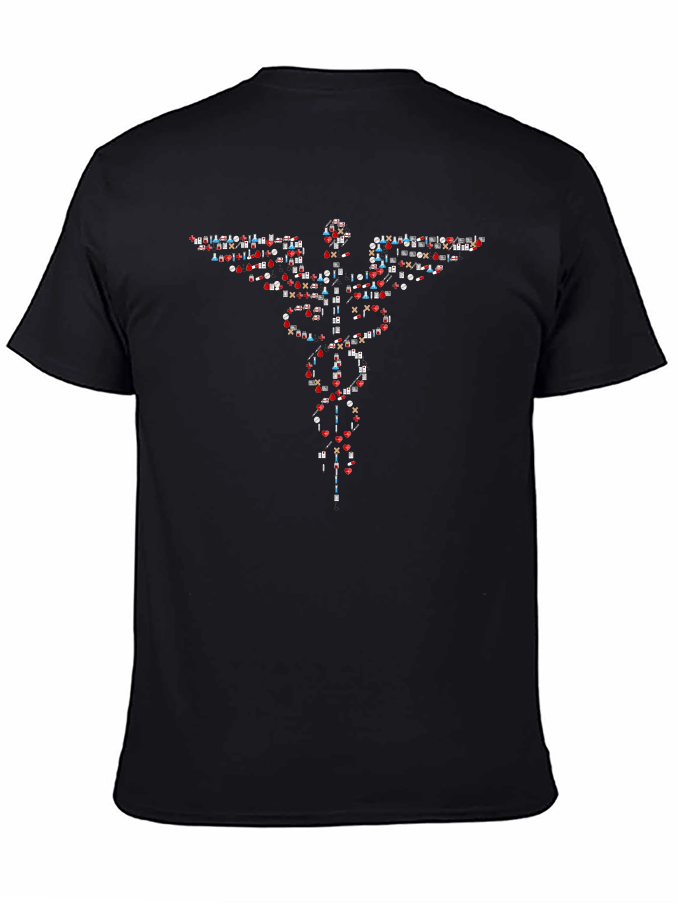 Medical Symbol Tee - Red White and Blue Caduceus