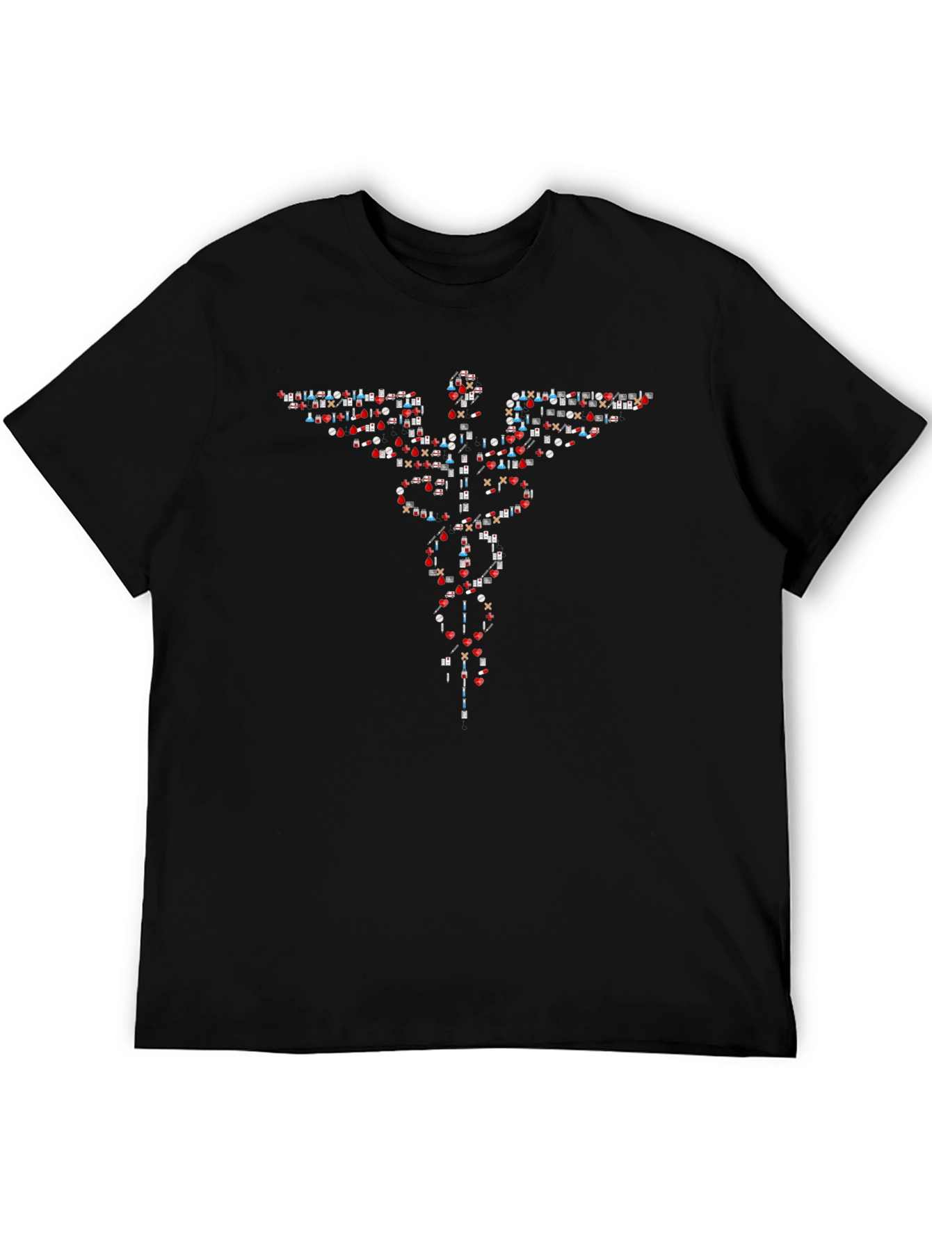 Medical Symbol Tee - Red White and Blue Caduceus