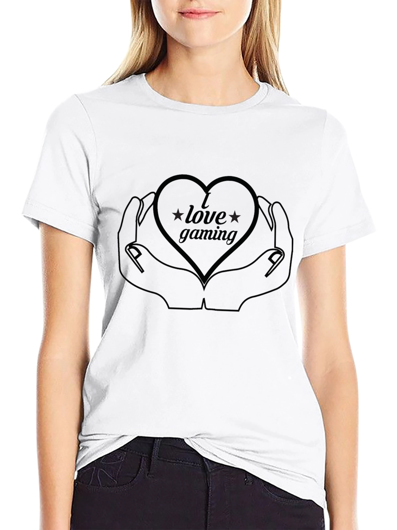 Love Gaming T-Shirt - Gamer Heart Hands Design