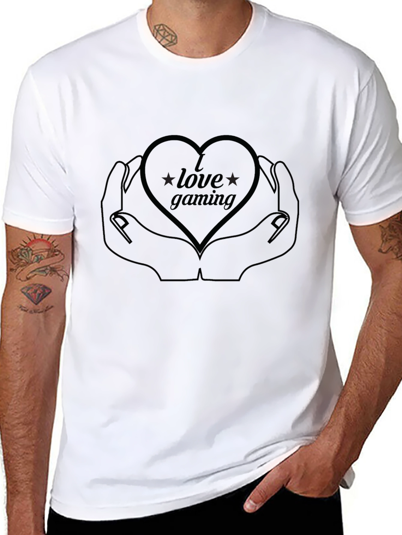 Love Gaming T-Shirt - Gamer Heart Hands Design