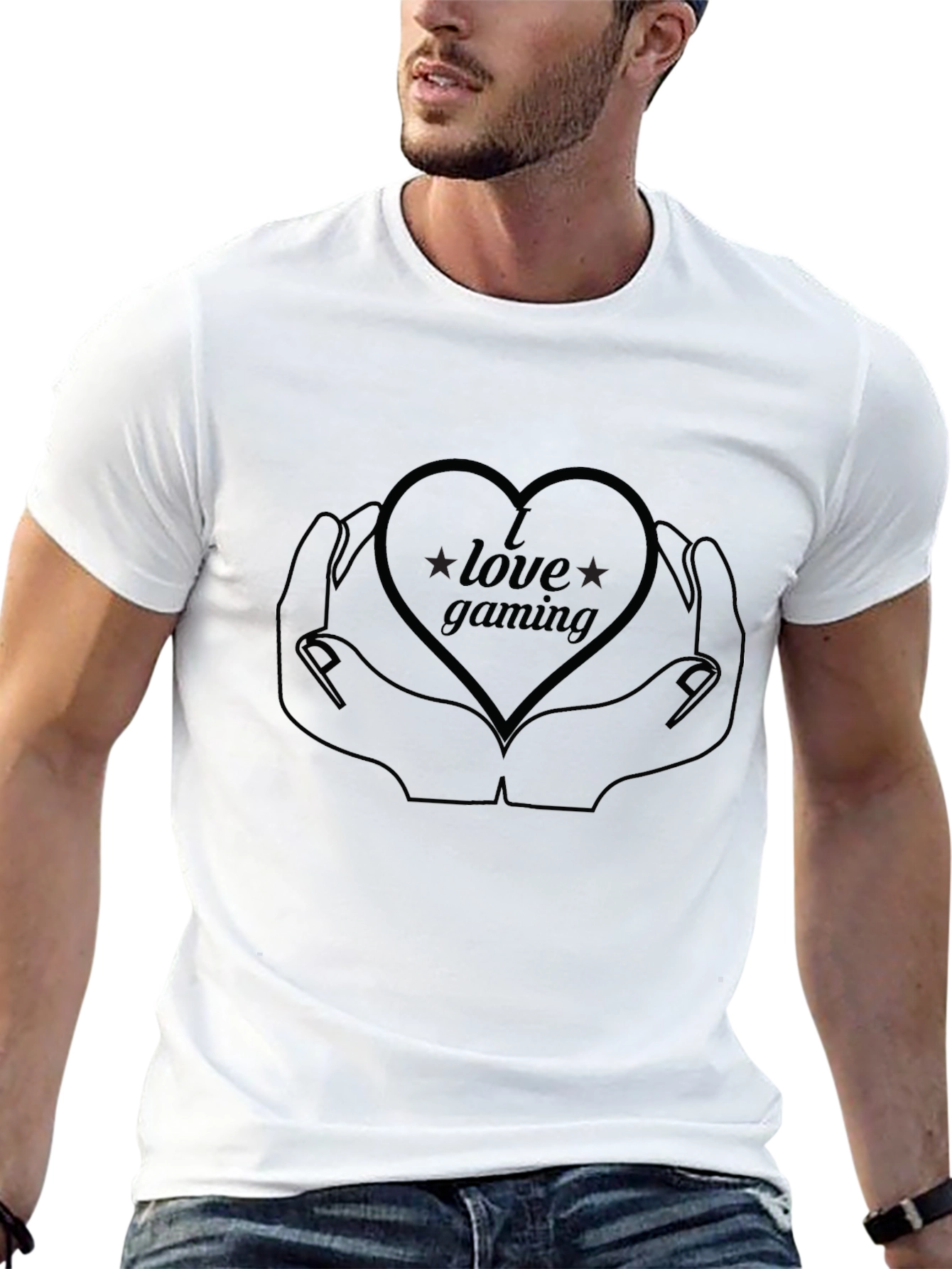 Love Gaming T-Shirt - Gamer Heart Hands Design