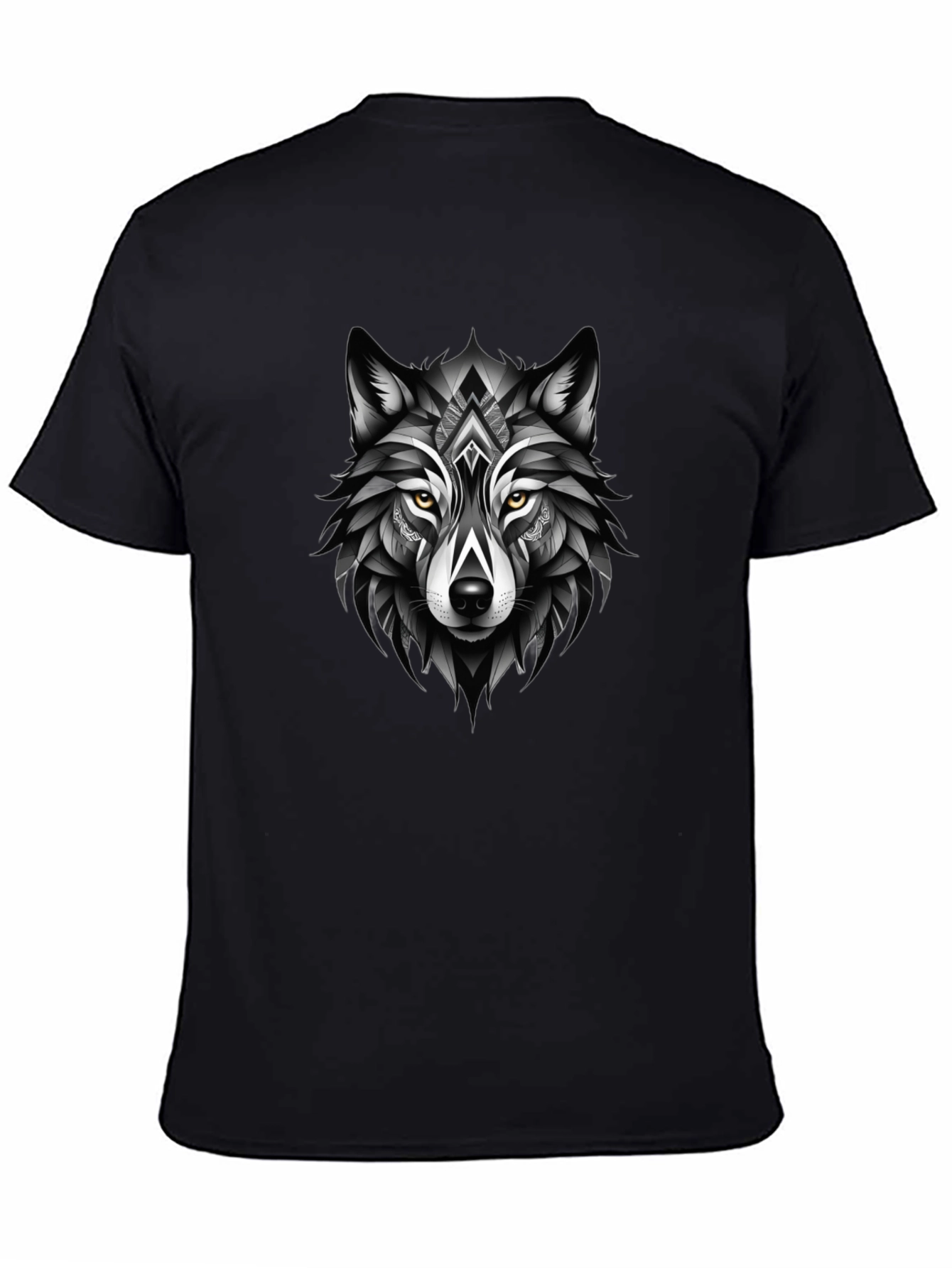 Black Wolf Graphic Tee - Modern Animal Design