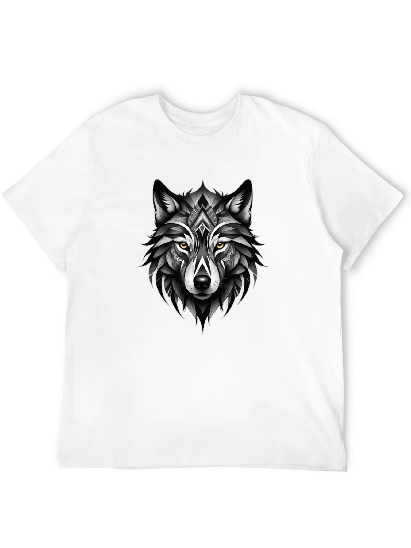 Black Wolf Graphic Tee - Modern Animal Design
