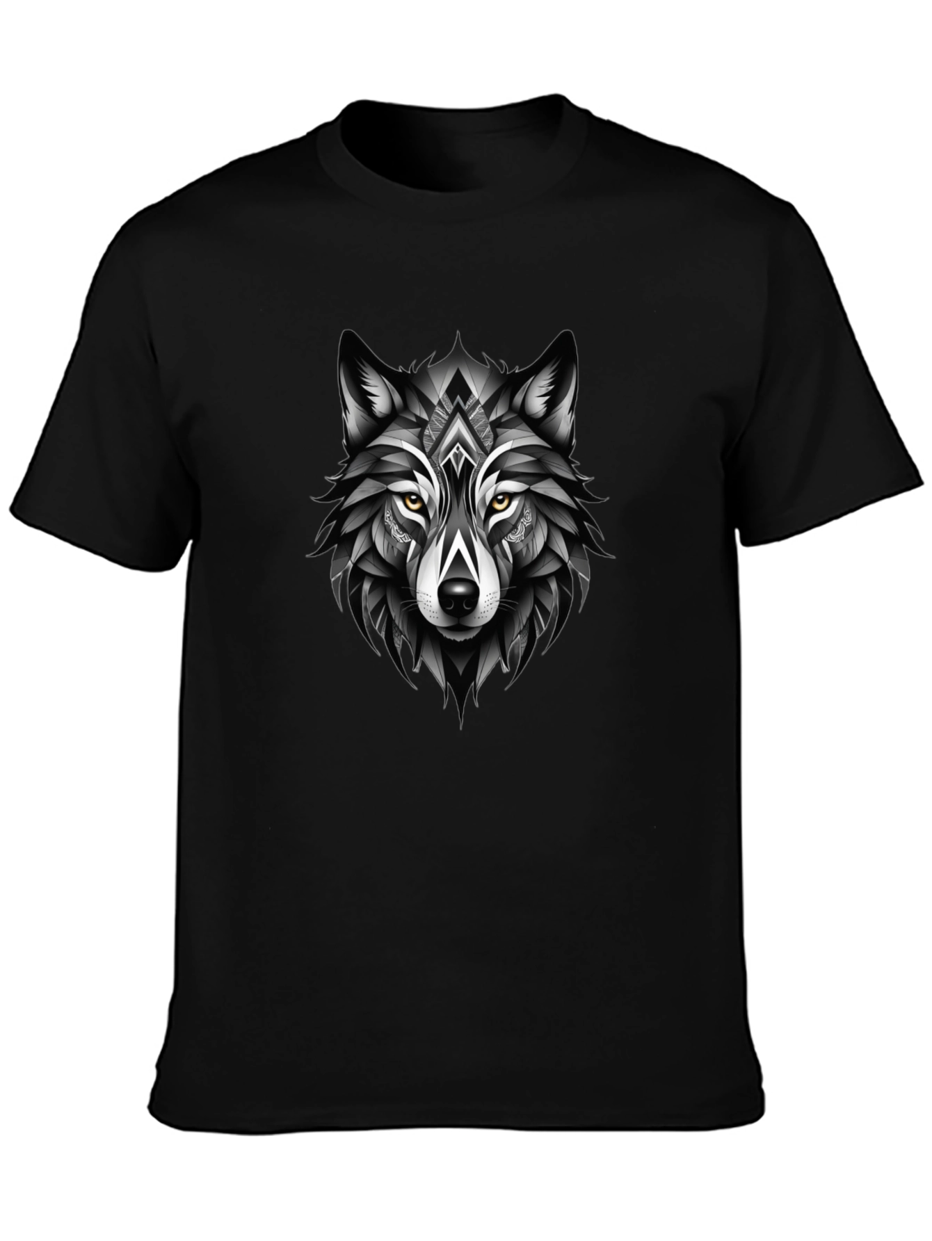 Black Wolf Graphic Tee - Modern Animal Design