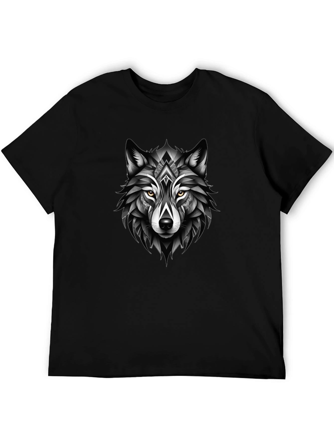 Black Wolf Graphic Tee - Modern Animal Design