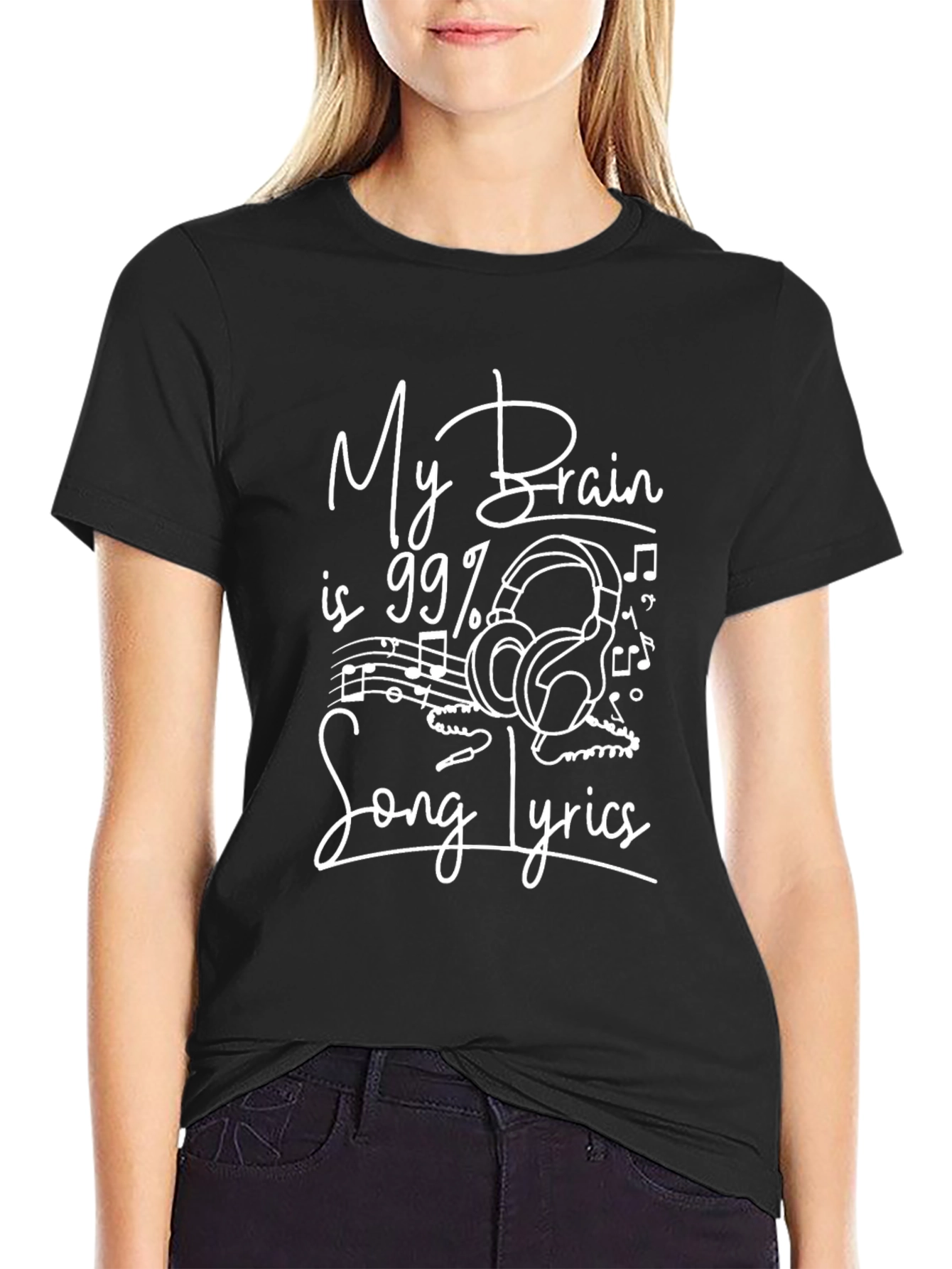 My Brain 99% Song Lyrics Black Graphic Tee