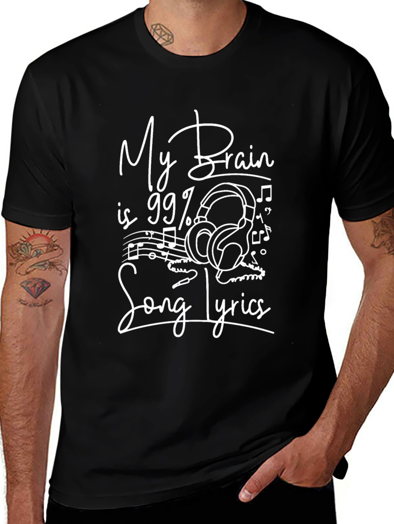 My Brain 99% Song Lyrics Black Graphic Tee