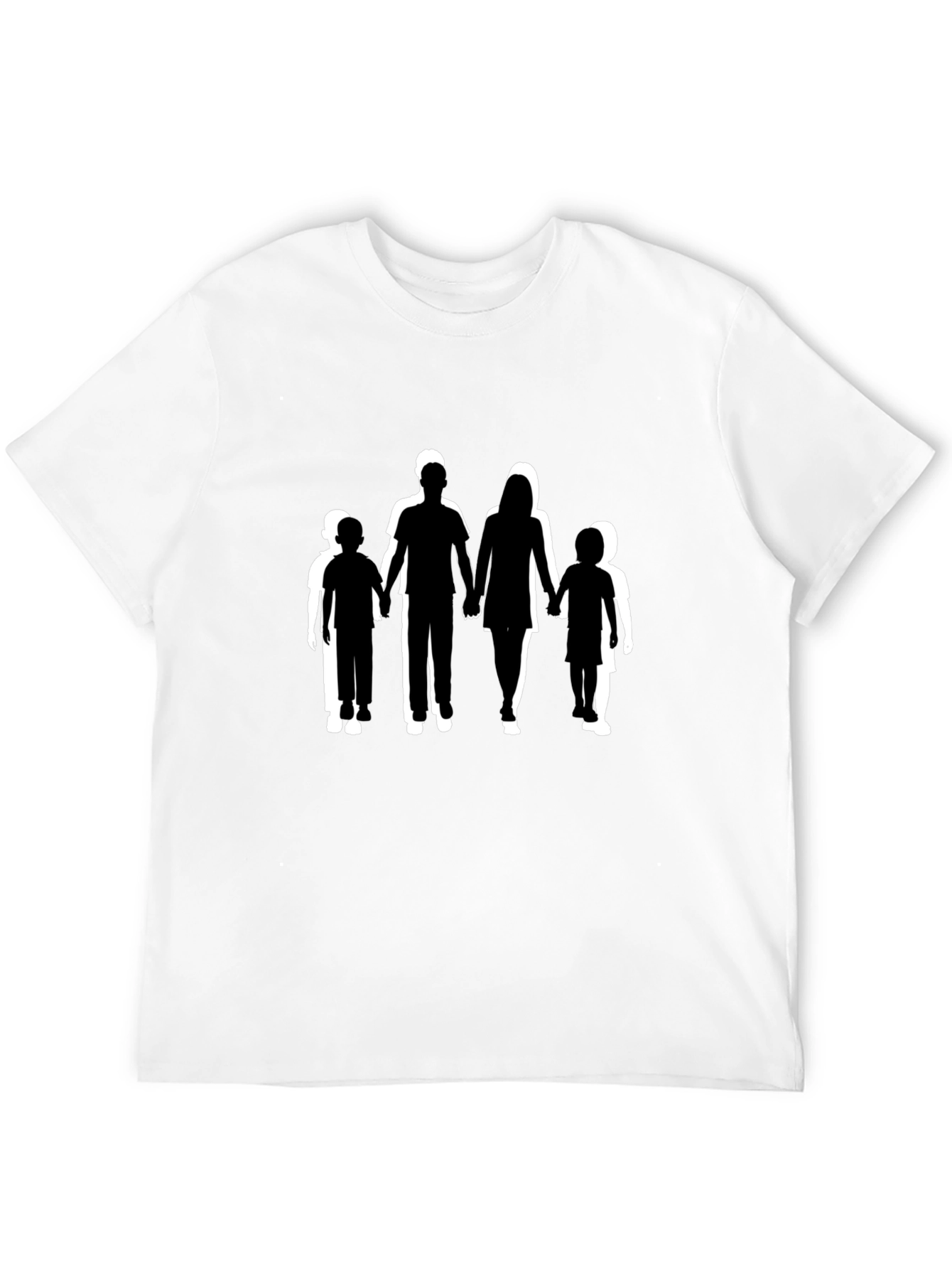 Family Silhouette Graphic Print Black T-Shirt