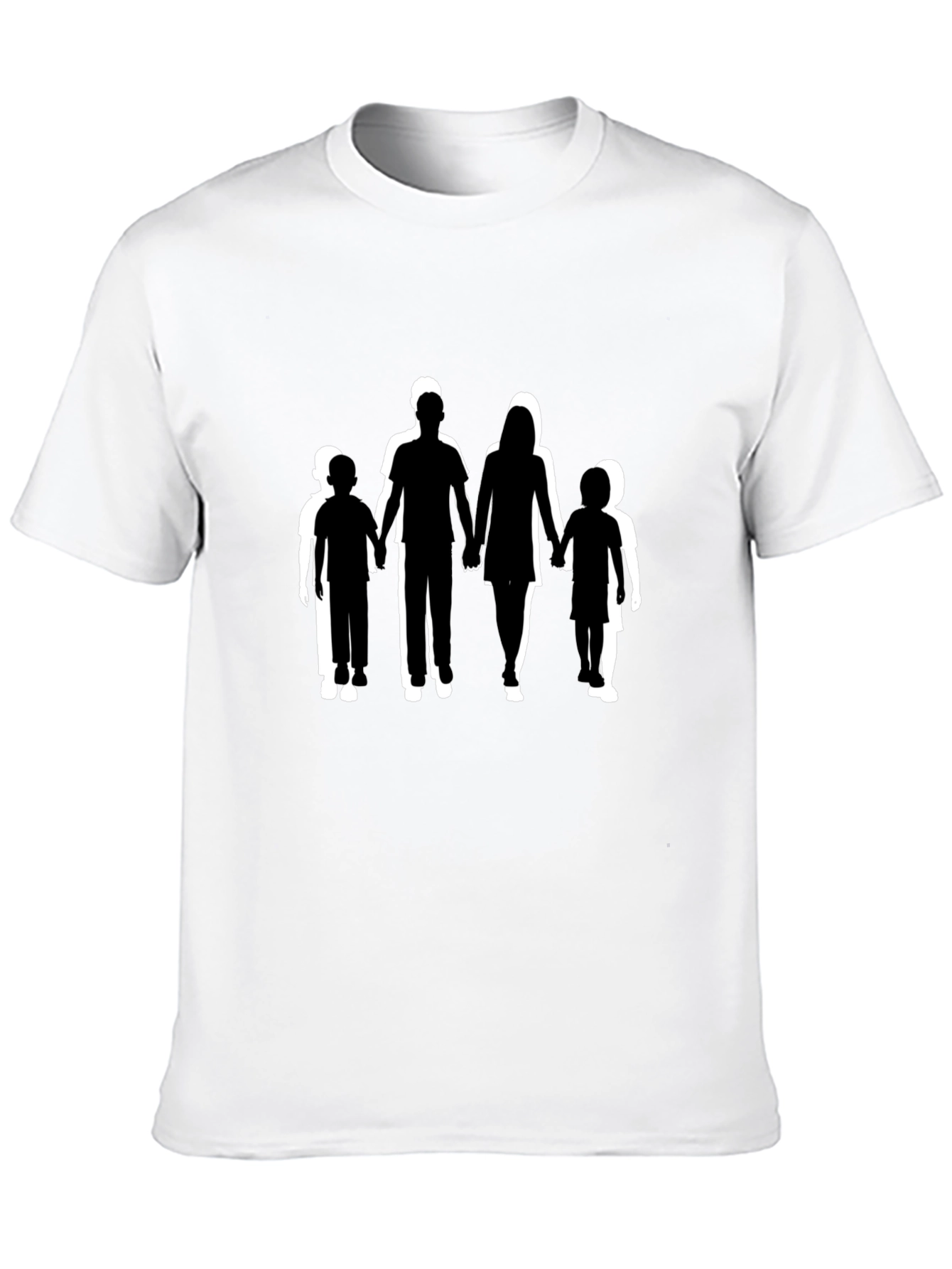 Family Silhouette Graphic Print Black T-Shirt