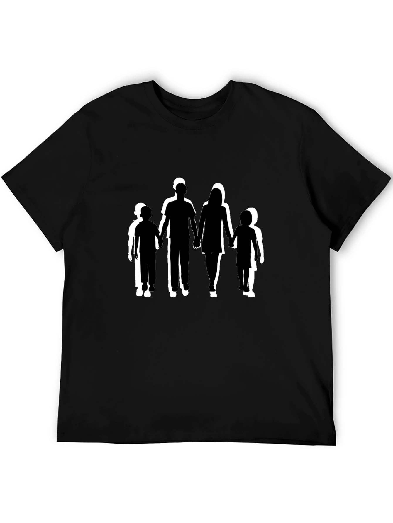 Family Silhouette Graphic Print Black T-Shirt