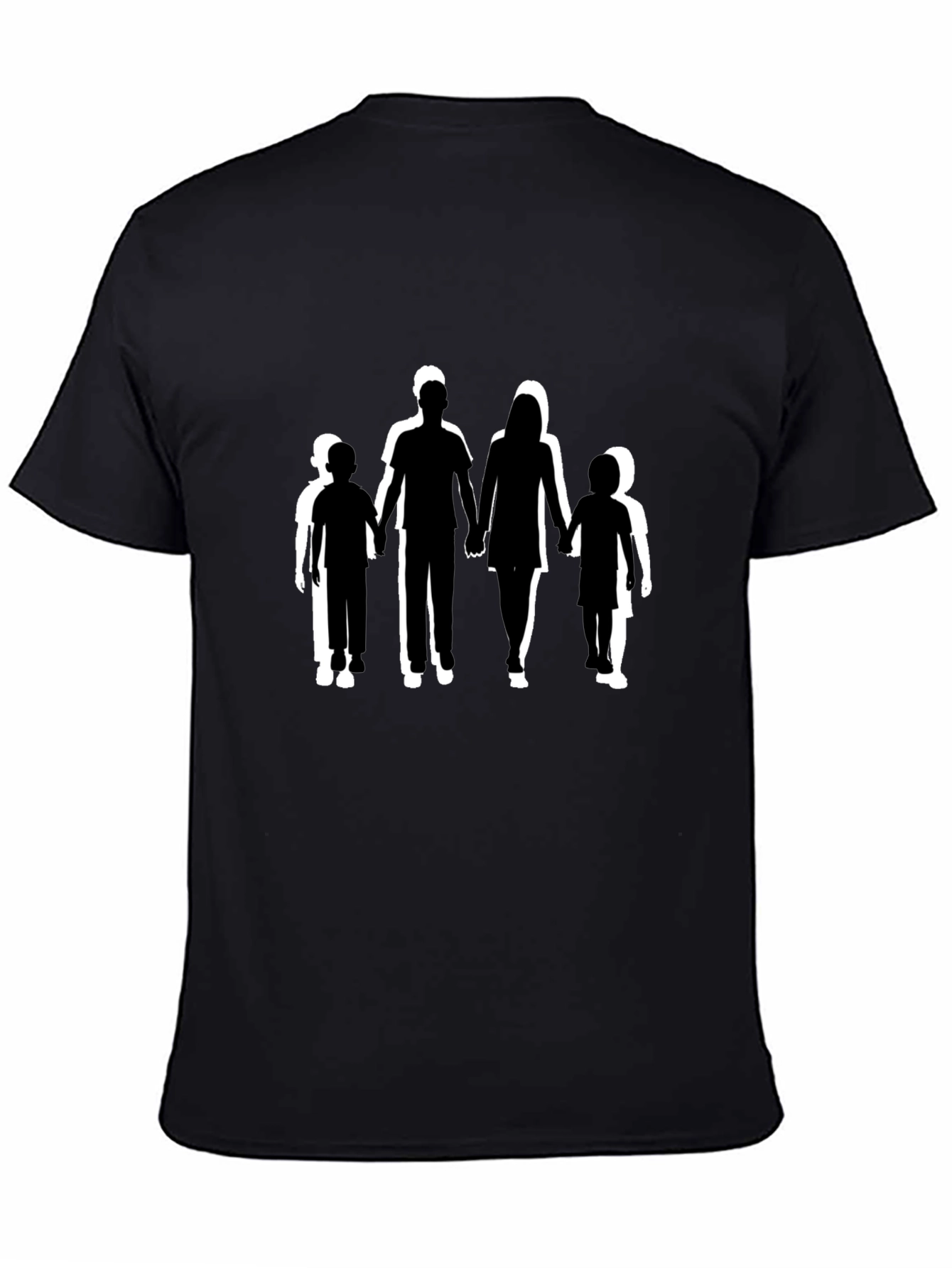 Family Silhouette Graphic Print Black T-Shirt