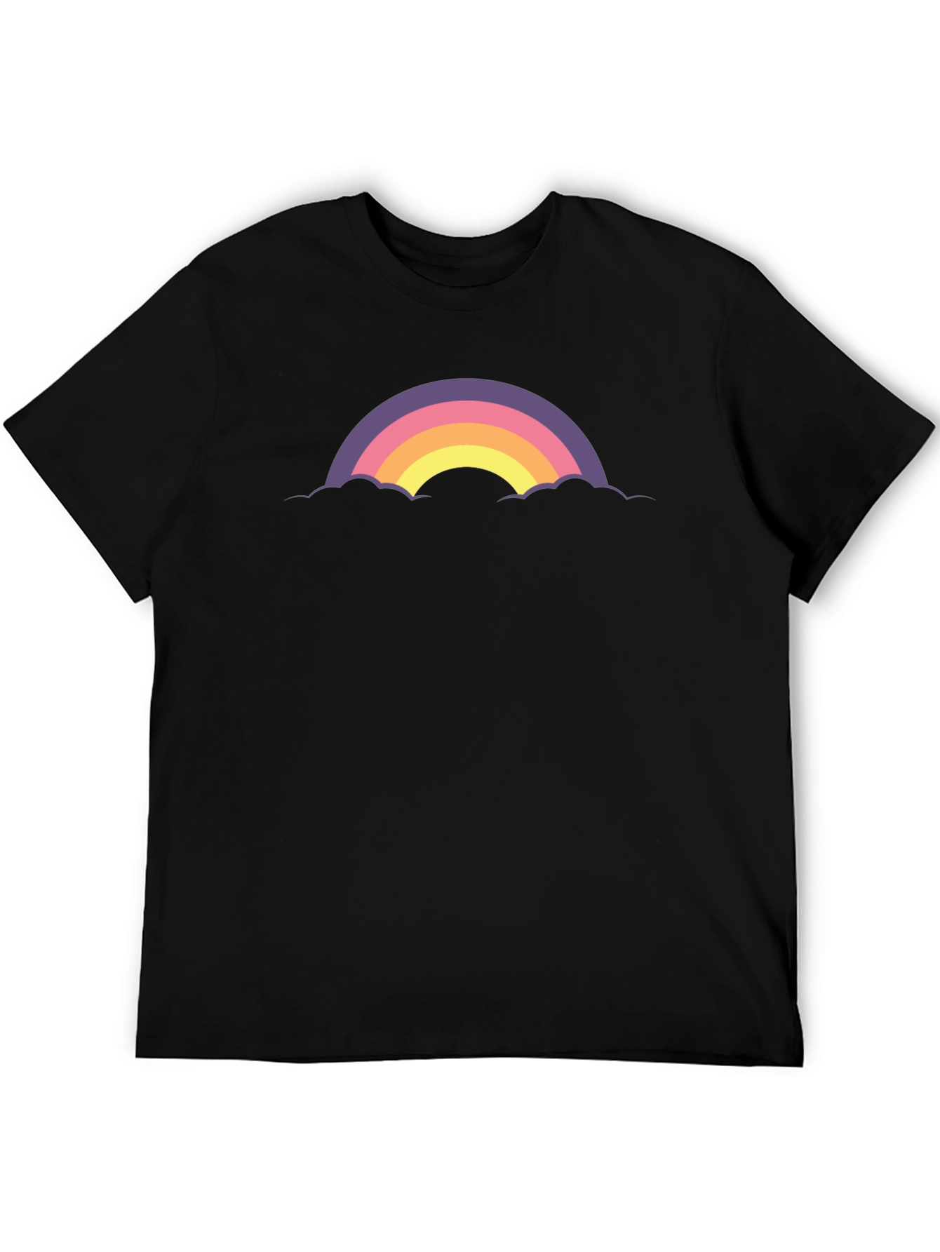 Retro Rainbow Cloud Graphic Tee - Black