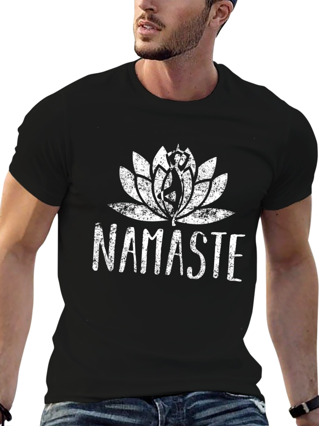 Namaste Lotus Graphic Tee - Mens Black T-Shirt