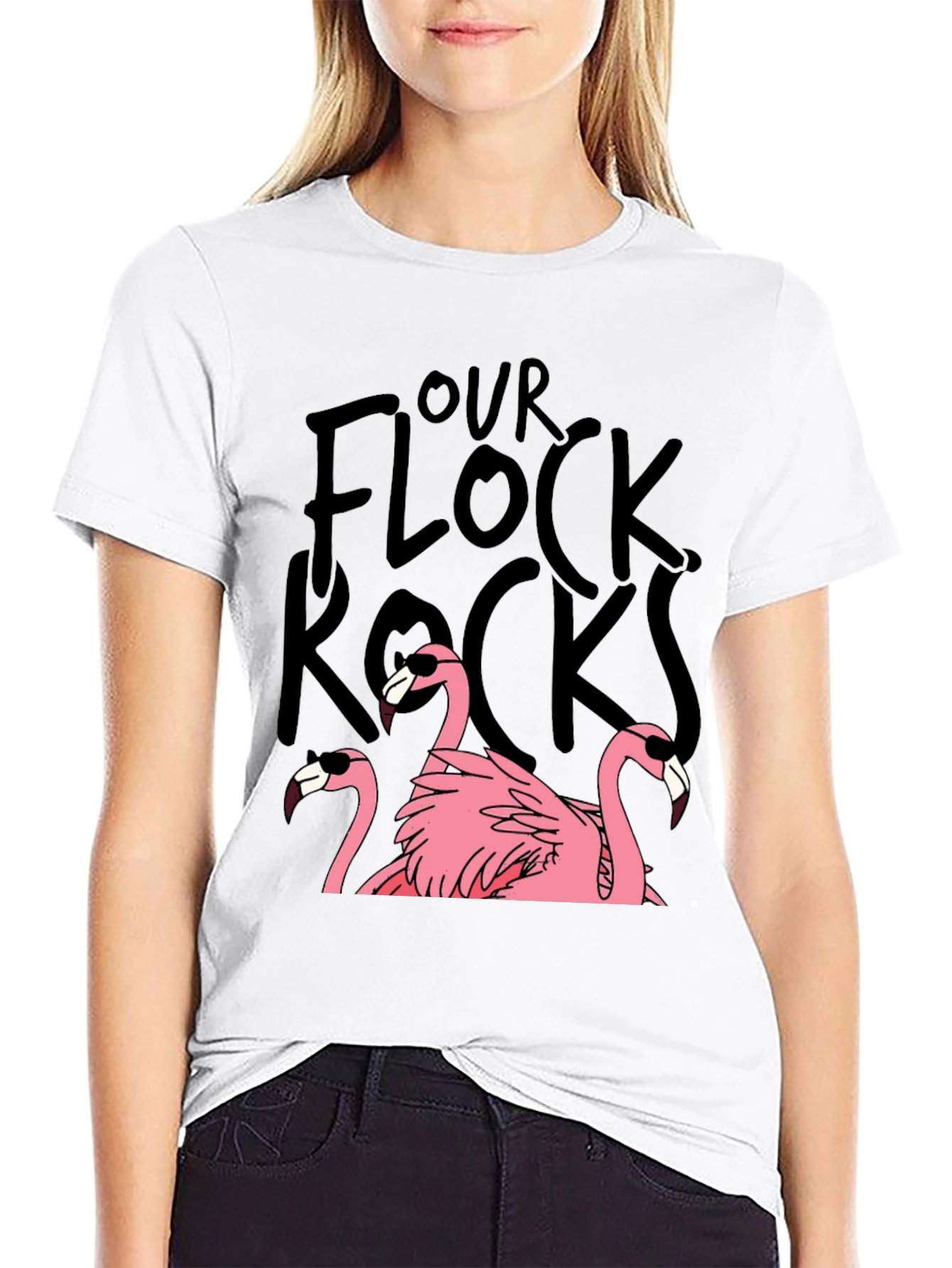 Our Flock Rocks Flamingo T-Shirt