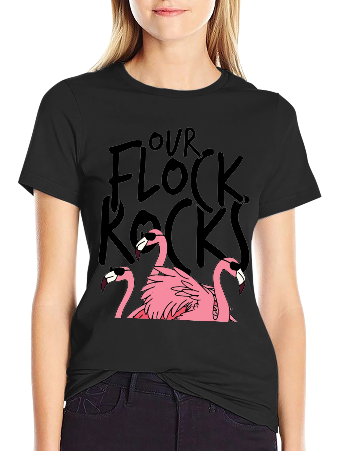 Our Flock Rocks Flamingo T-Shirt