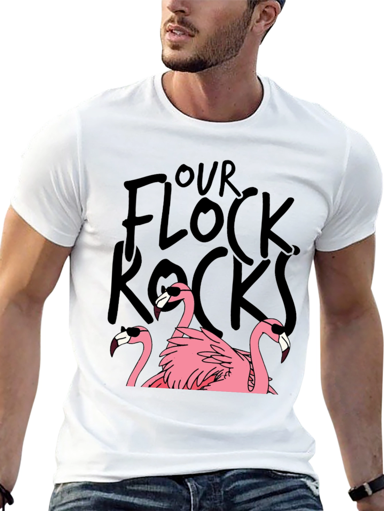 Our Flock Rocks Flamingo T-Shirt