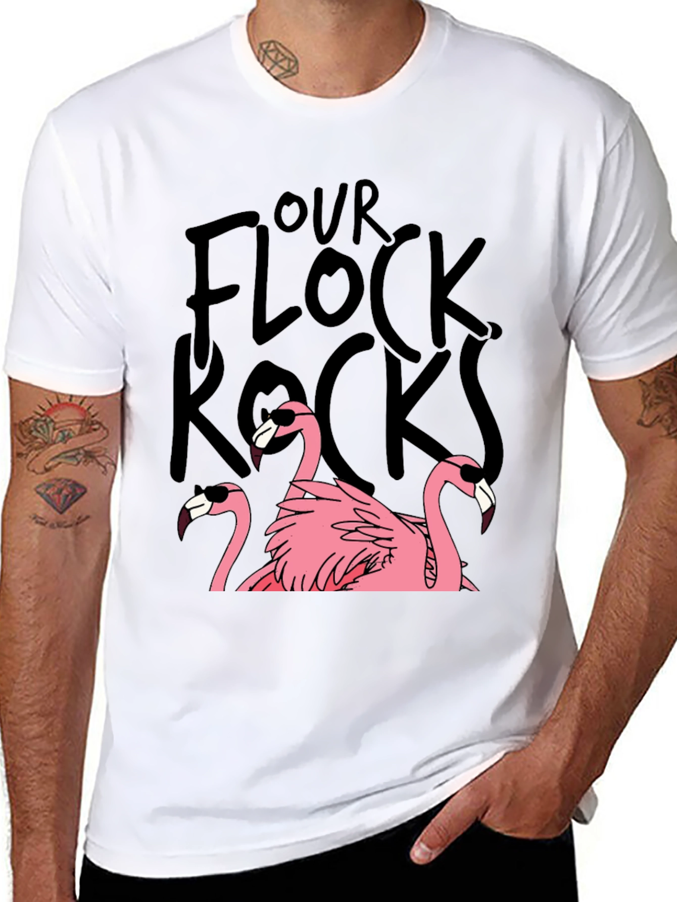 Our Flock Rocks Flamingo T-Shirt