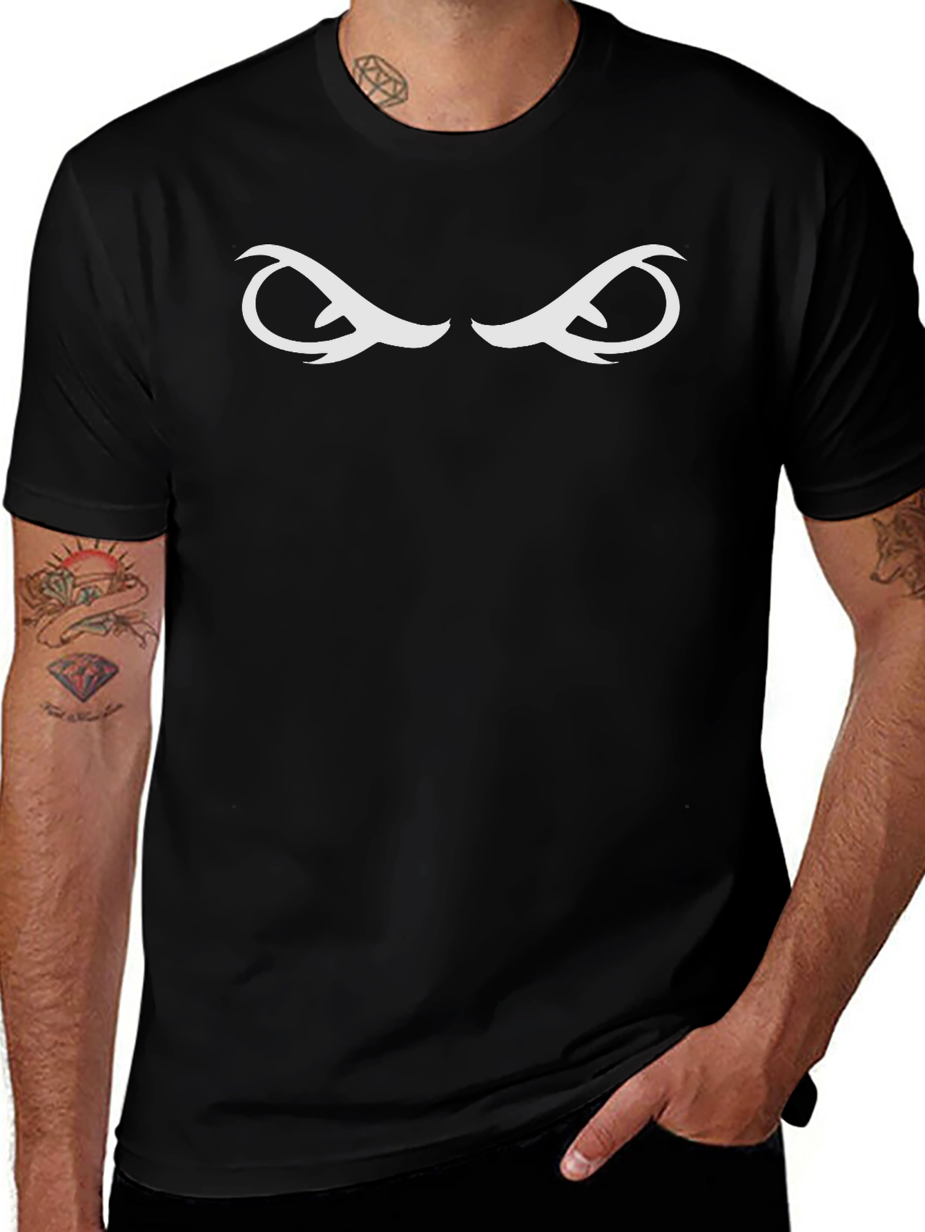 Mens Black T-Shirt with Intriguing Eye Design
