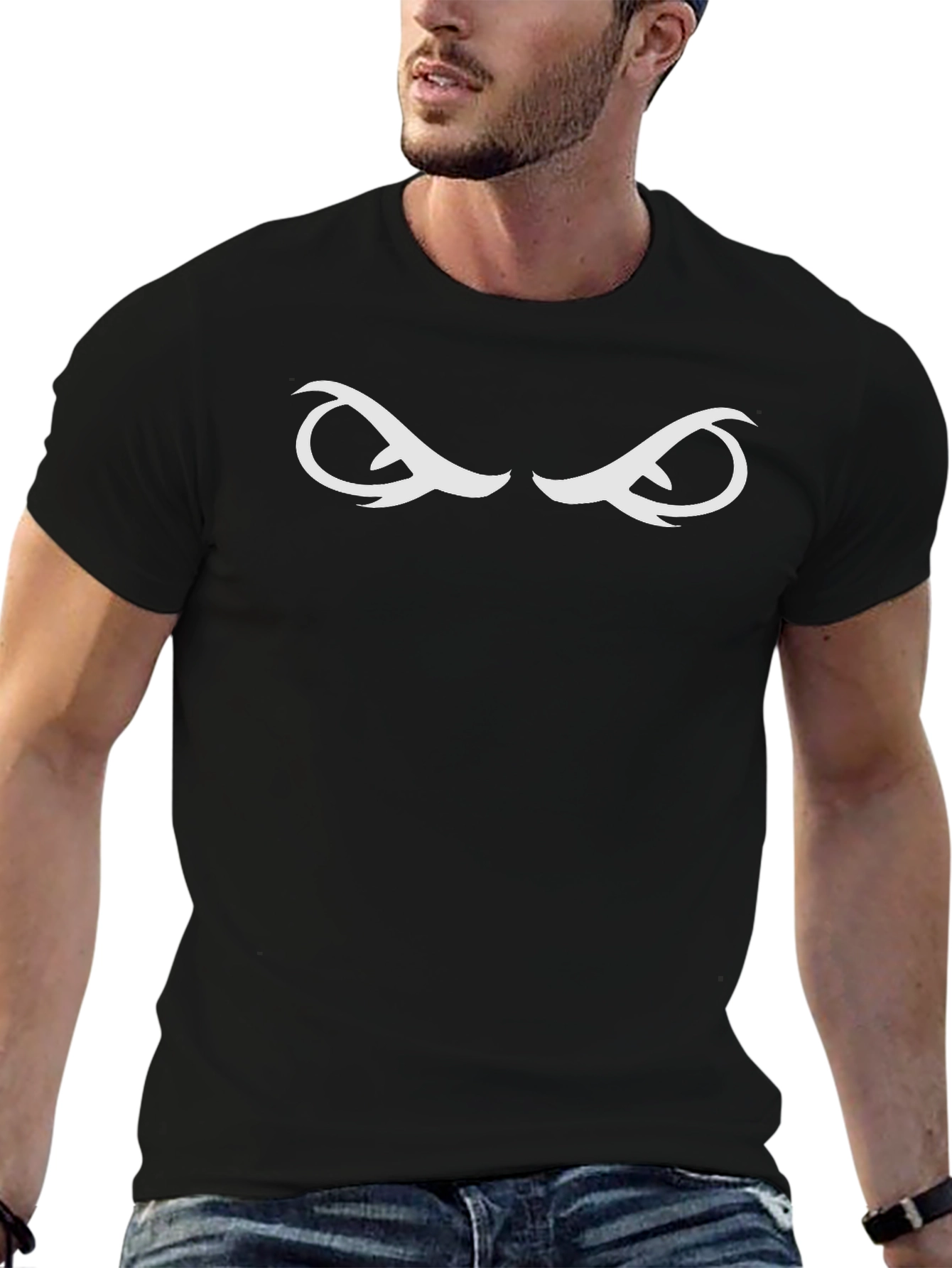 Mens Black T-Shirt with Intriguing Eye Design