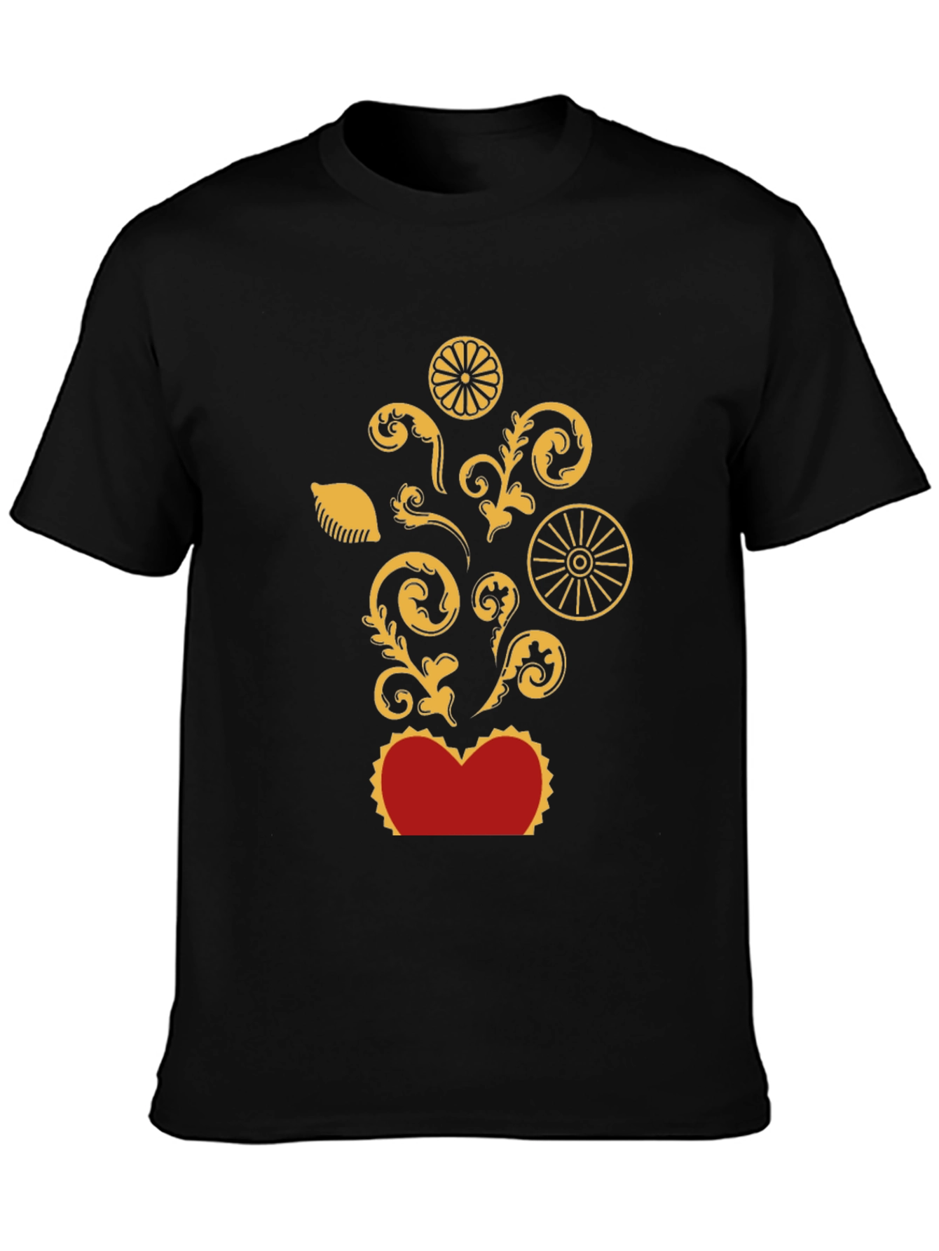 Ornate Heart Graphic T-Shirt - Black