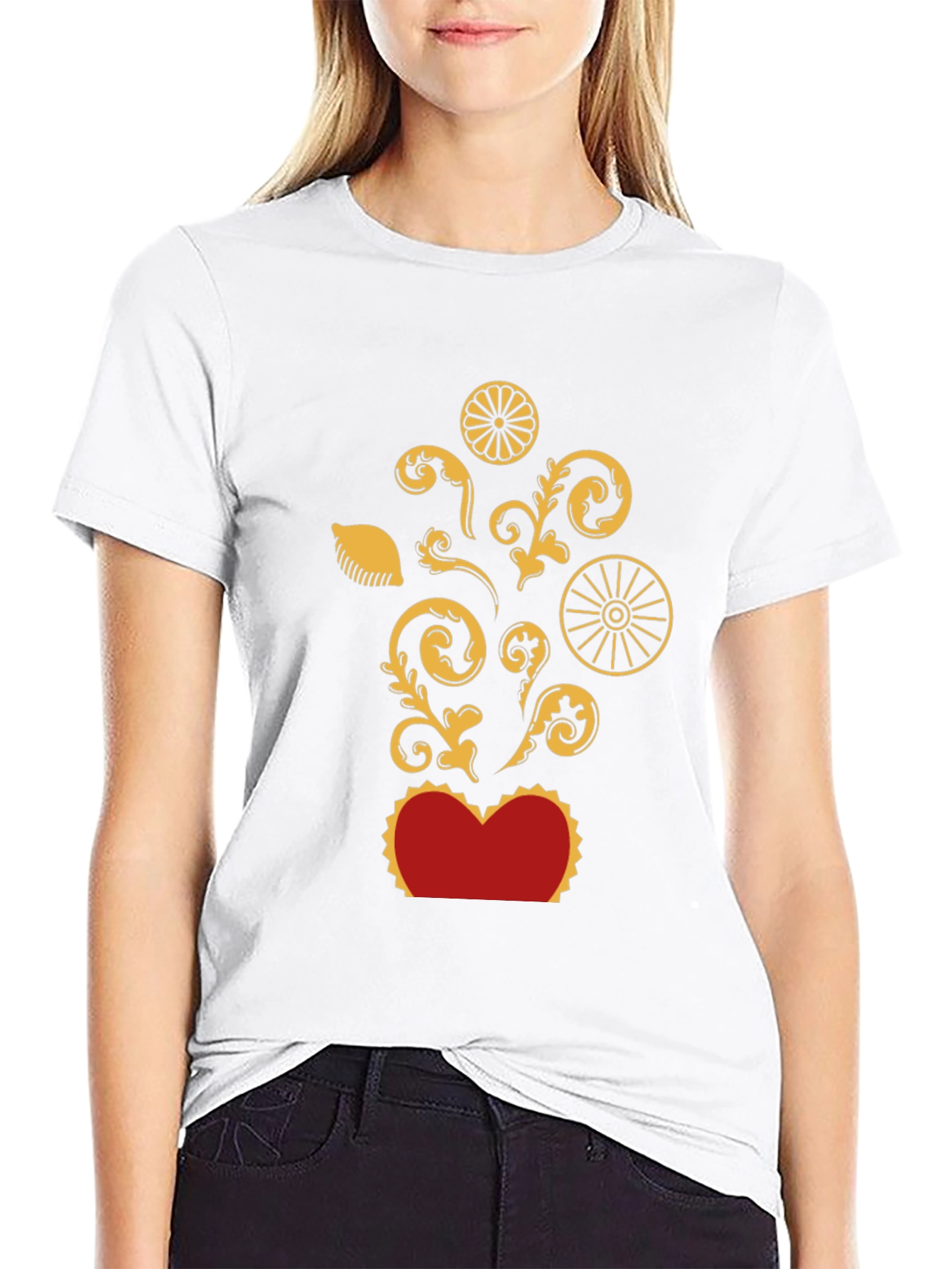 Ornate Heart Graphic T-Shirt - Black