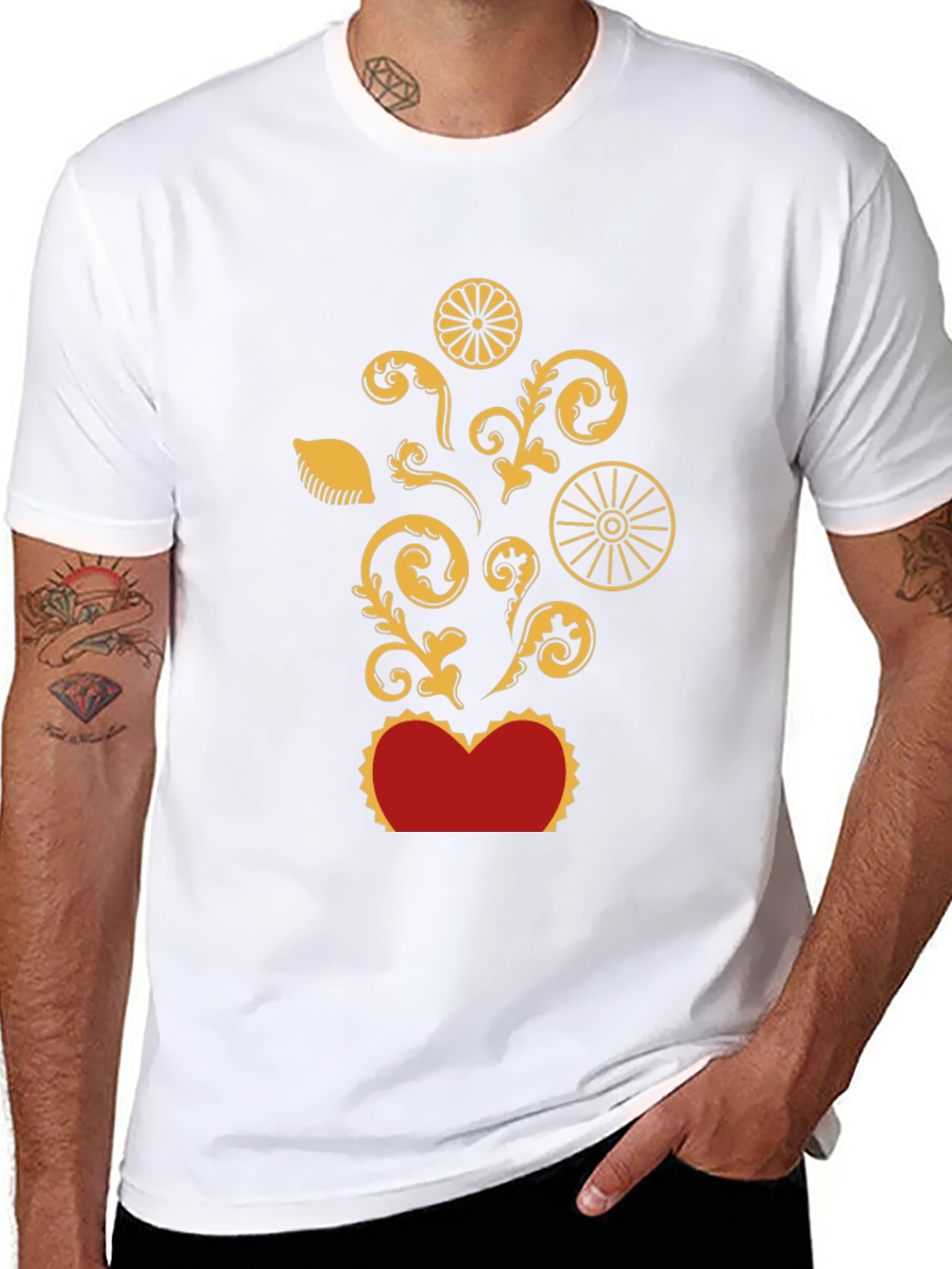 Ornate Heart Graphic T-Shirt - Black