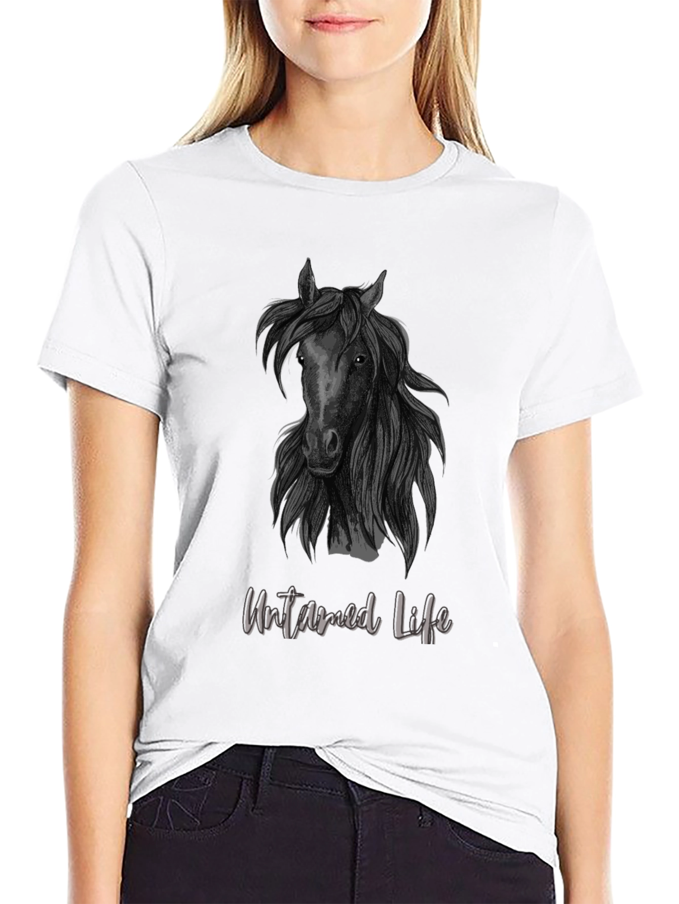 Untamed Life Horse Graphic Tee - Black