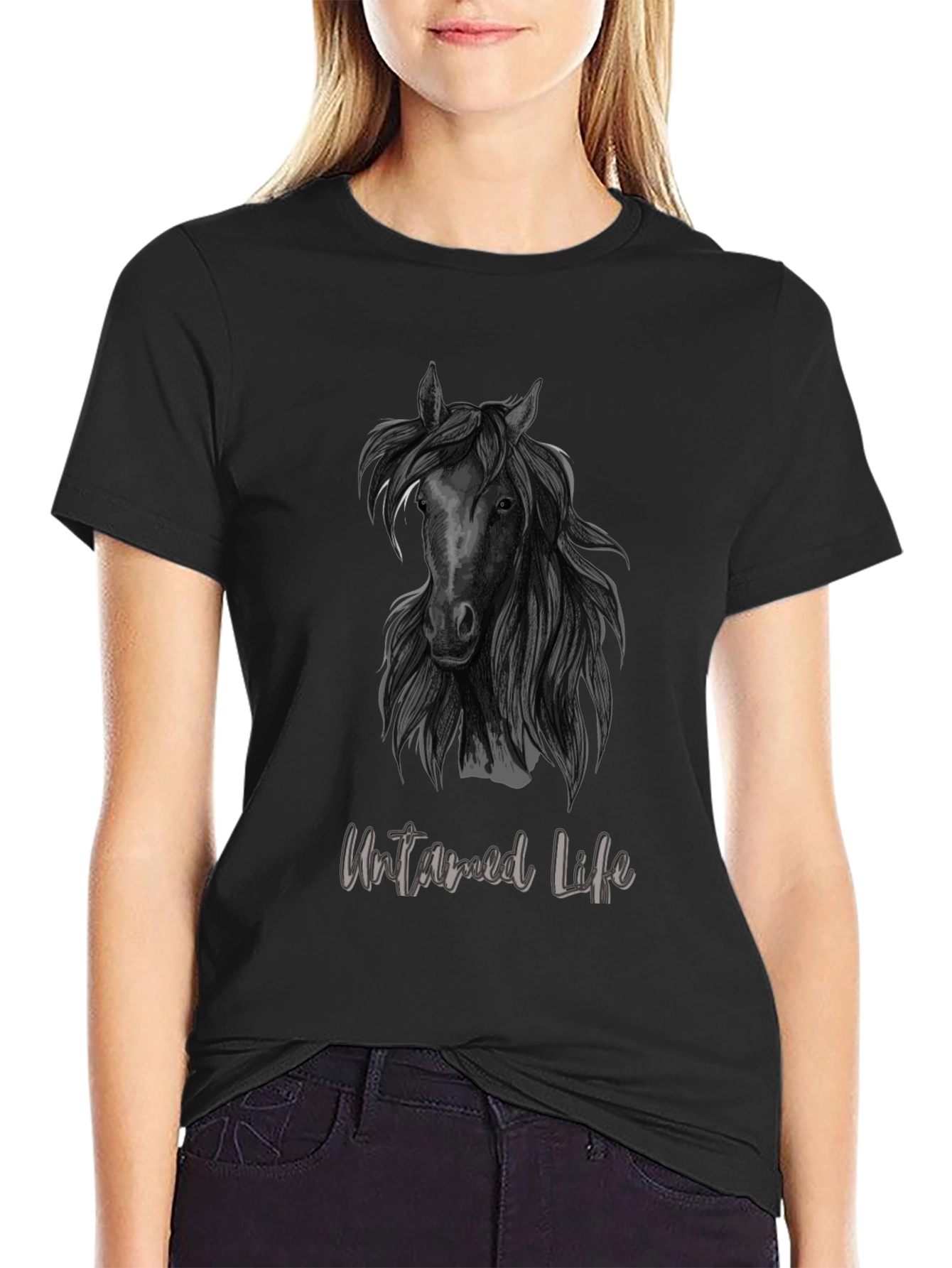 Untamed Life Horse Graphic Tee - Black