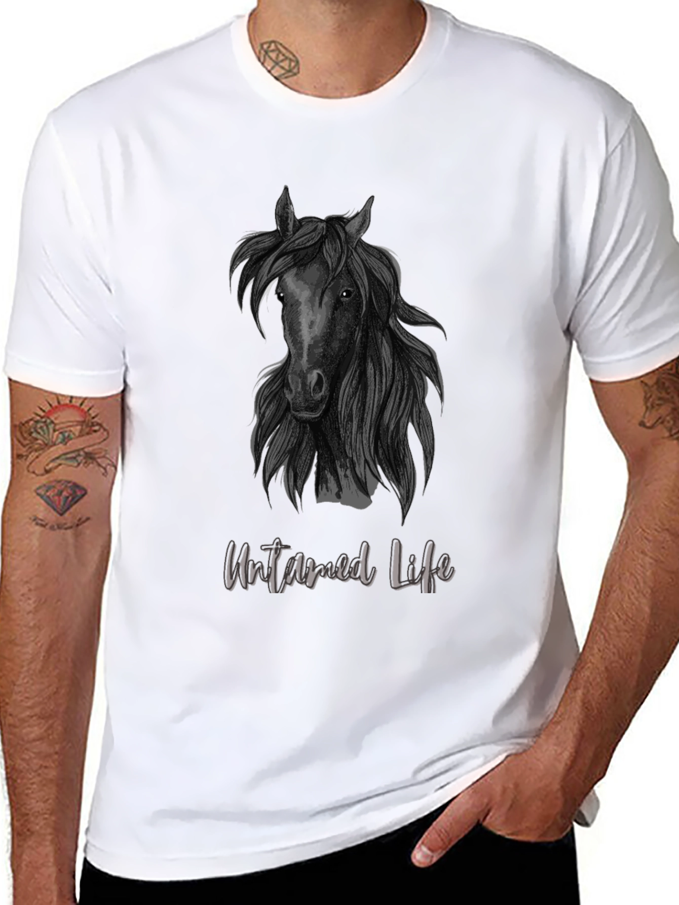 Untamed Life Horse Graphic Tee - Black