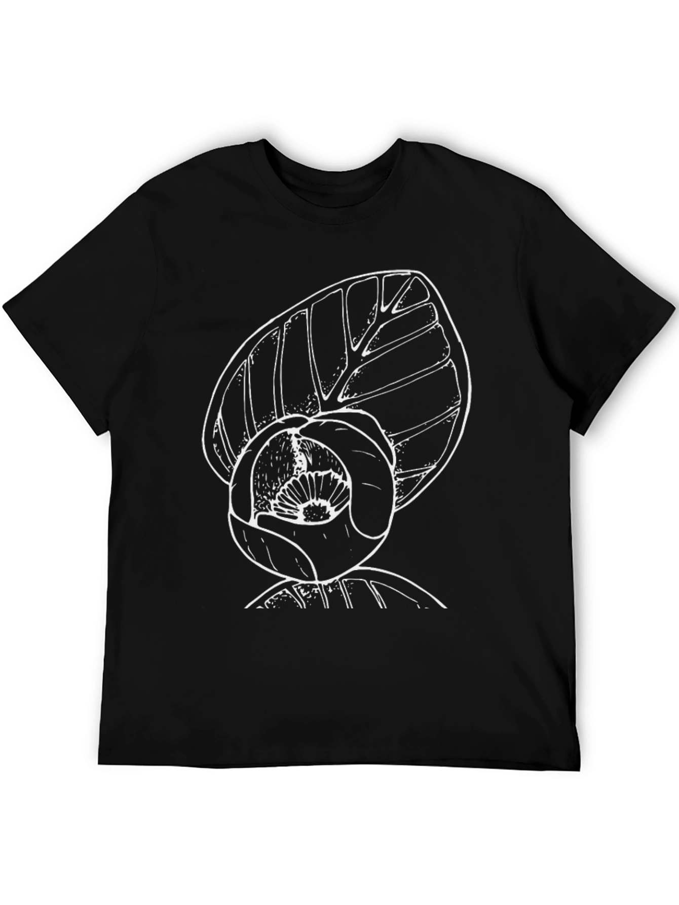 Black T-Shirt with White Floral Print