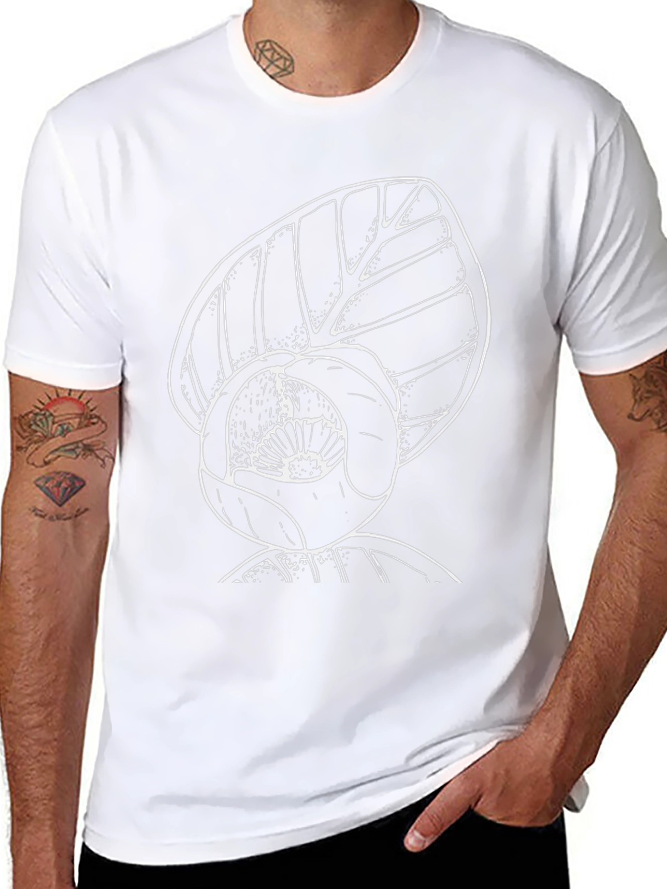 Black T-Shirt with White Floral Print