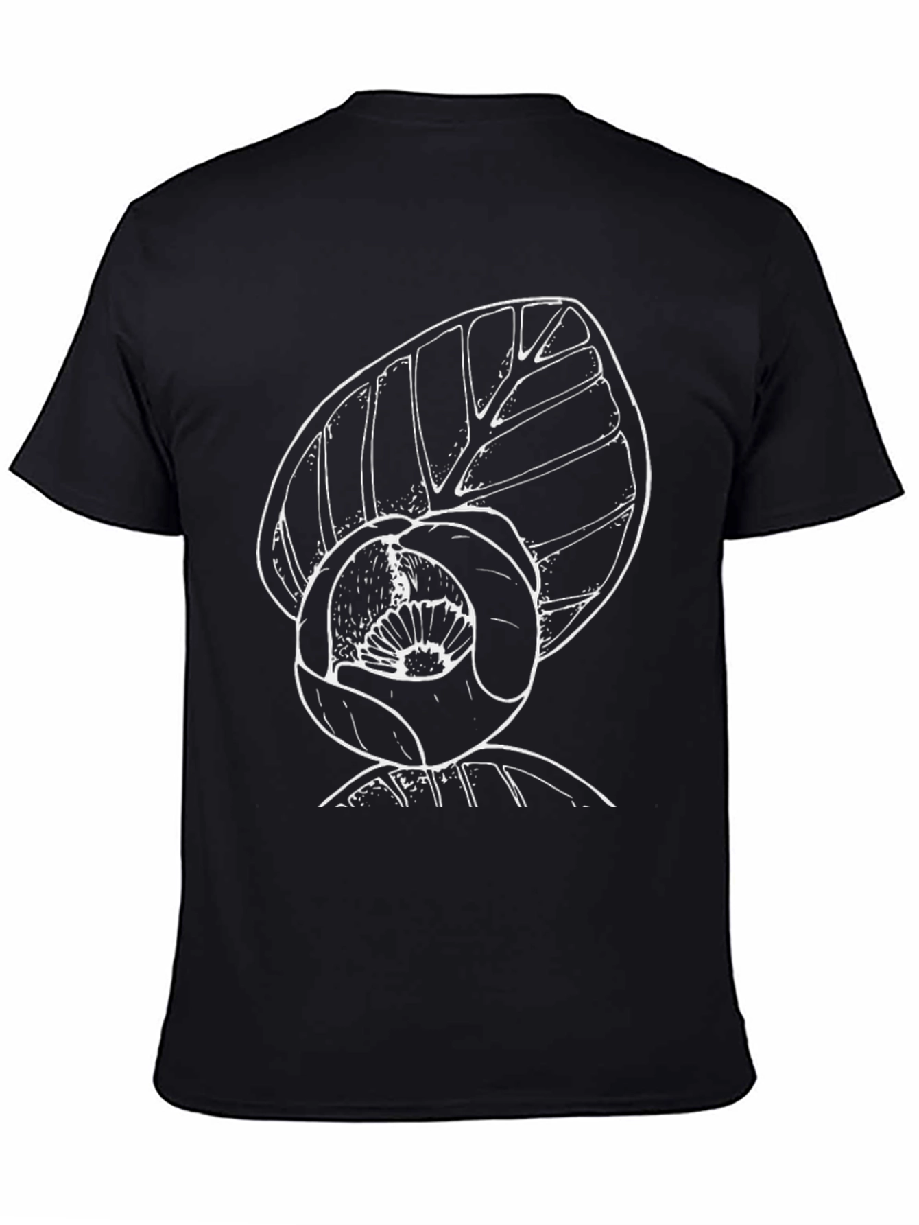 Black T-Shirt with White Floral Print