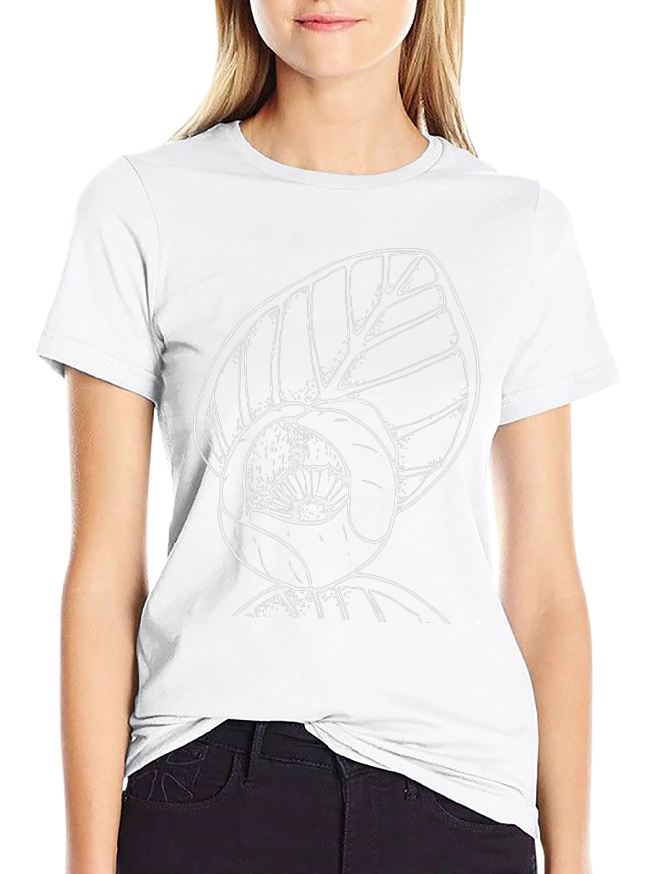Black T-Shirt with White Floral Print