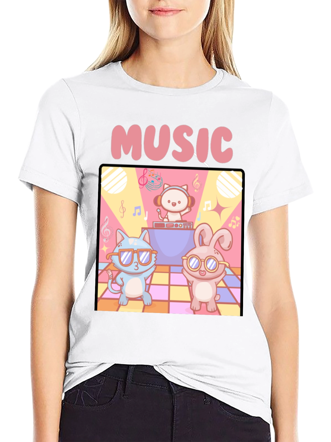 Music Cats and Bunny DJ T-Shirt