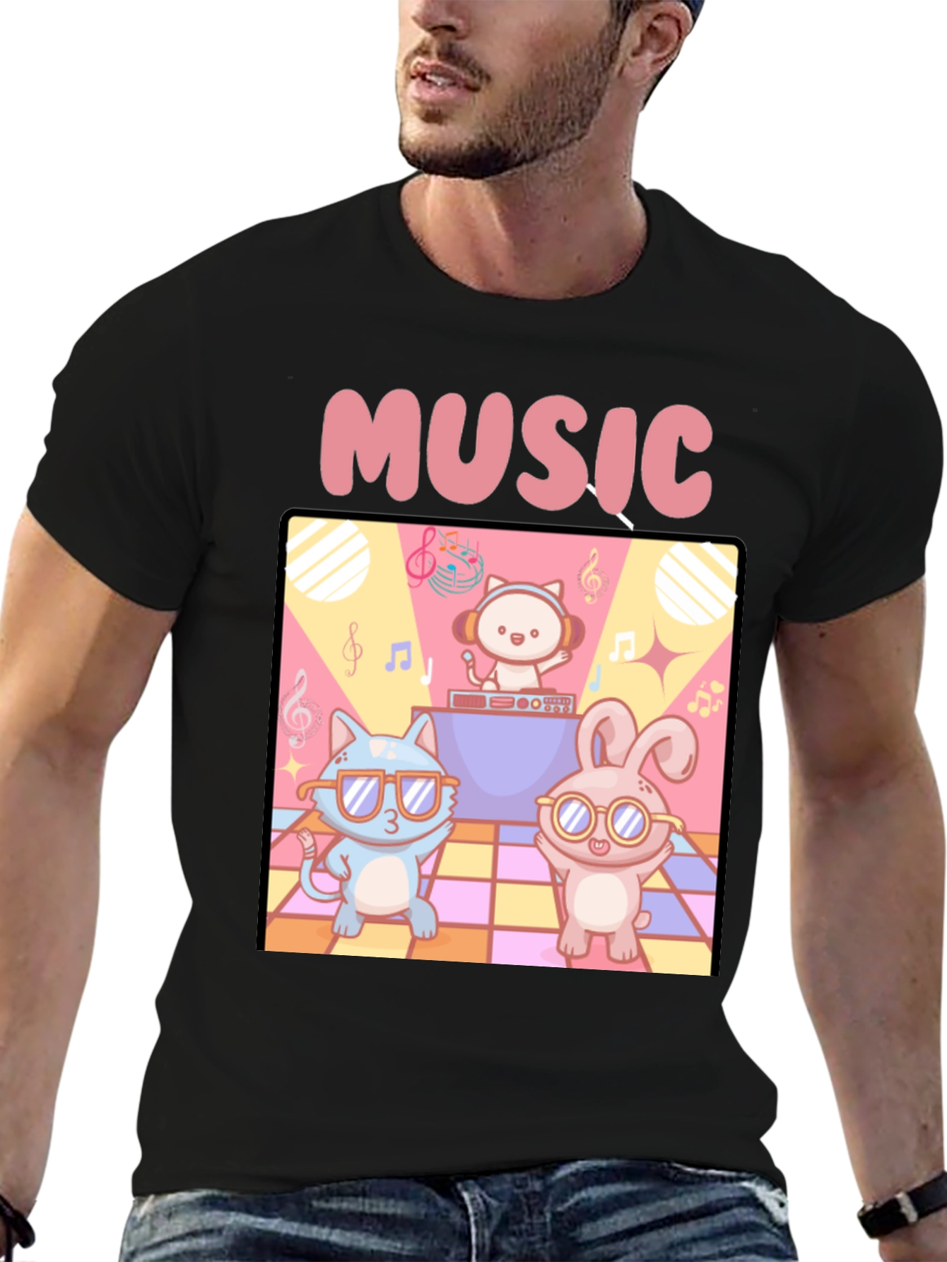 Music Cats and Bunny DJ T-Shirt