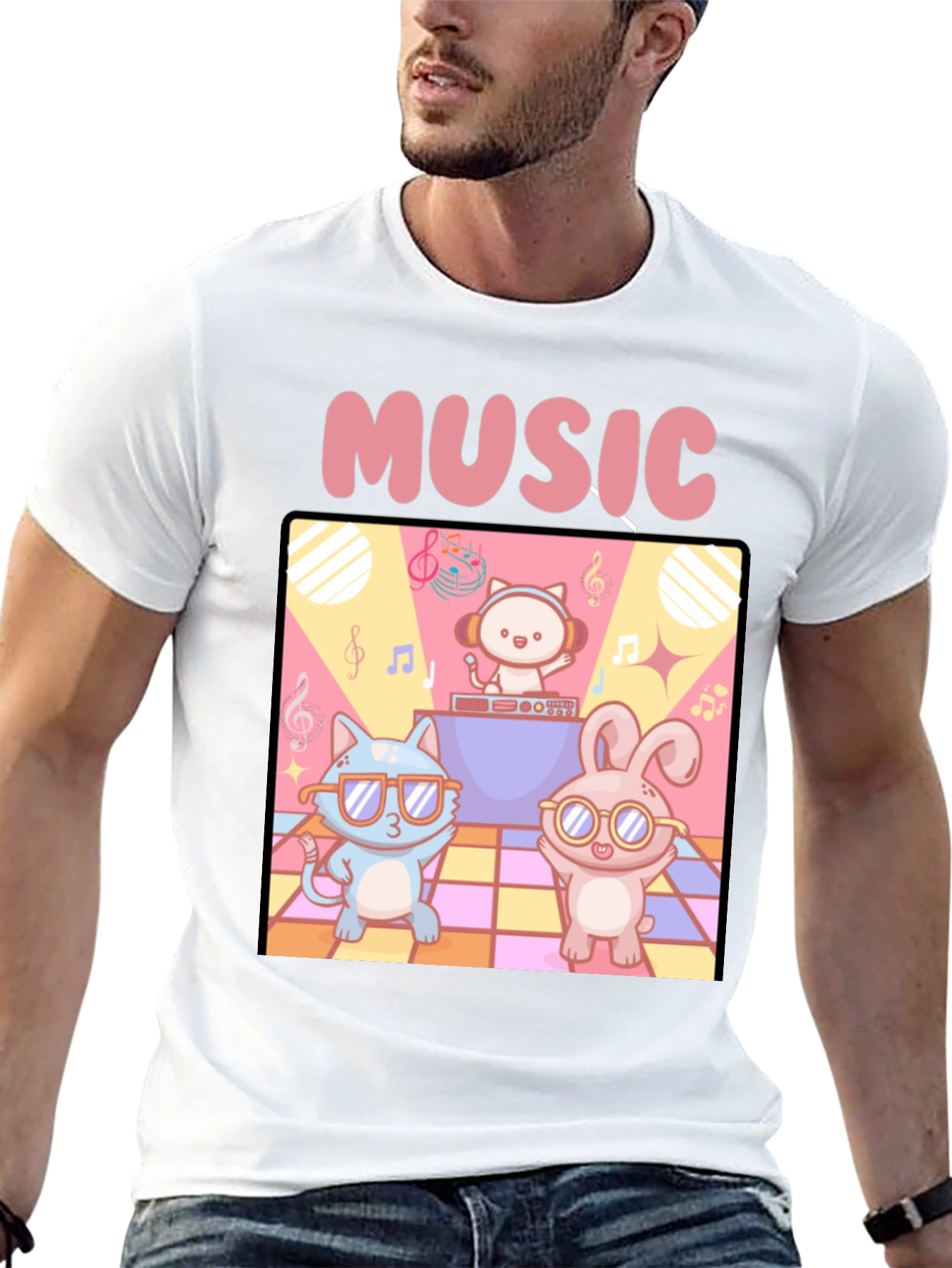 Music Cats and Bunny DJ T-Shirt